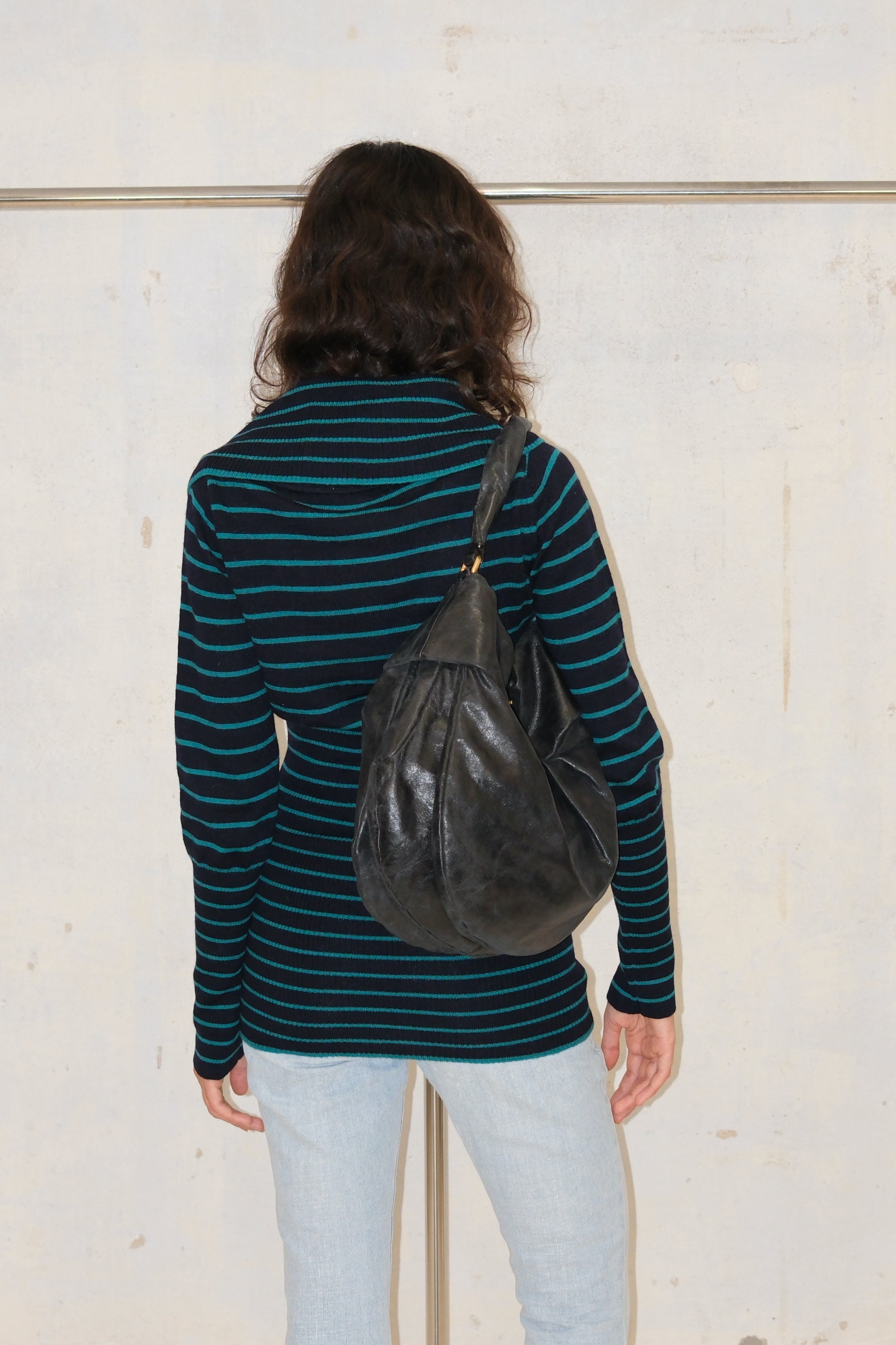 DIESEL WOOL STRIPED TUNIC WITH WOOD BUTTONS