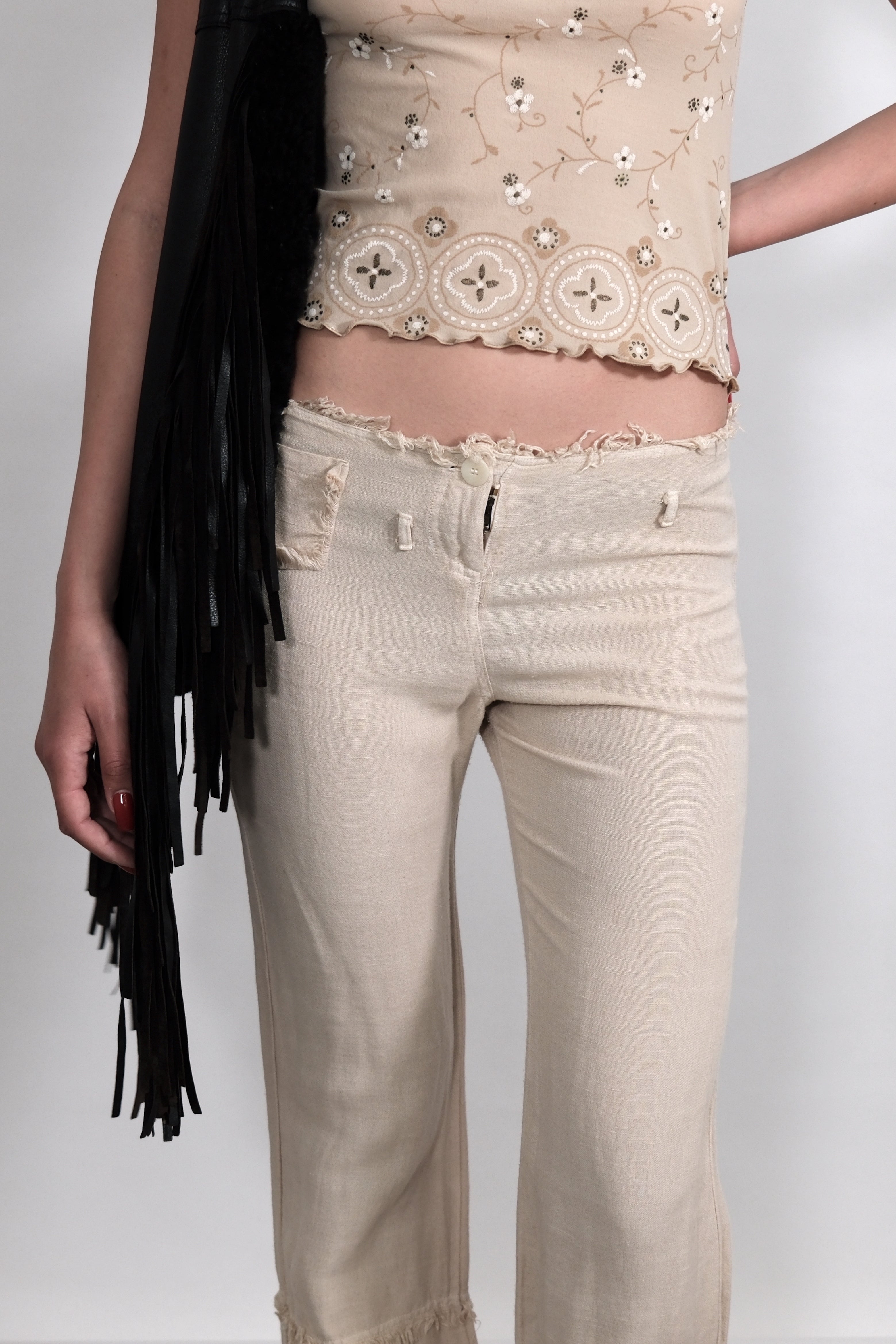 Low-Rise Soft Long Pants with Details Size 36
