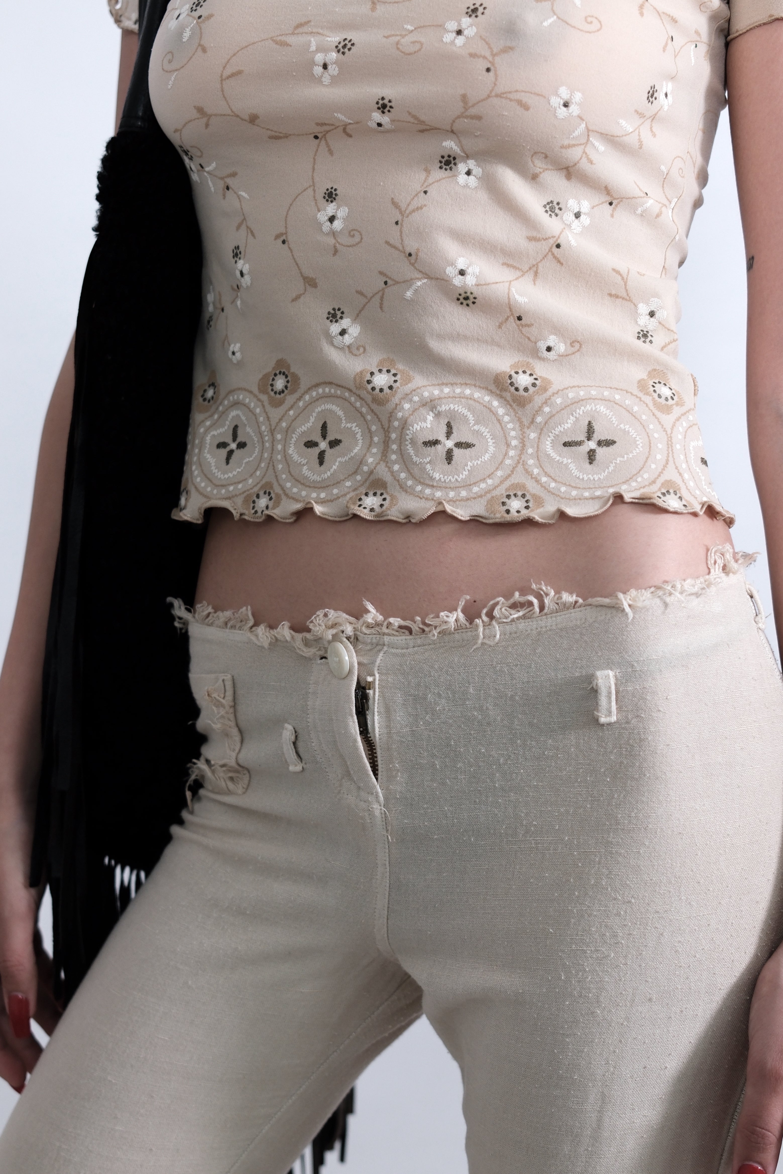 Low-Rise Soft Long Pants with Details Size 36