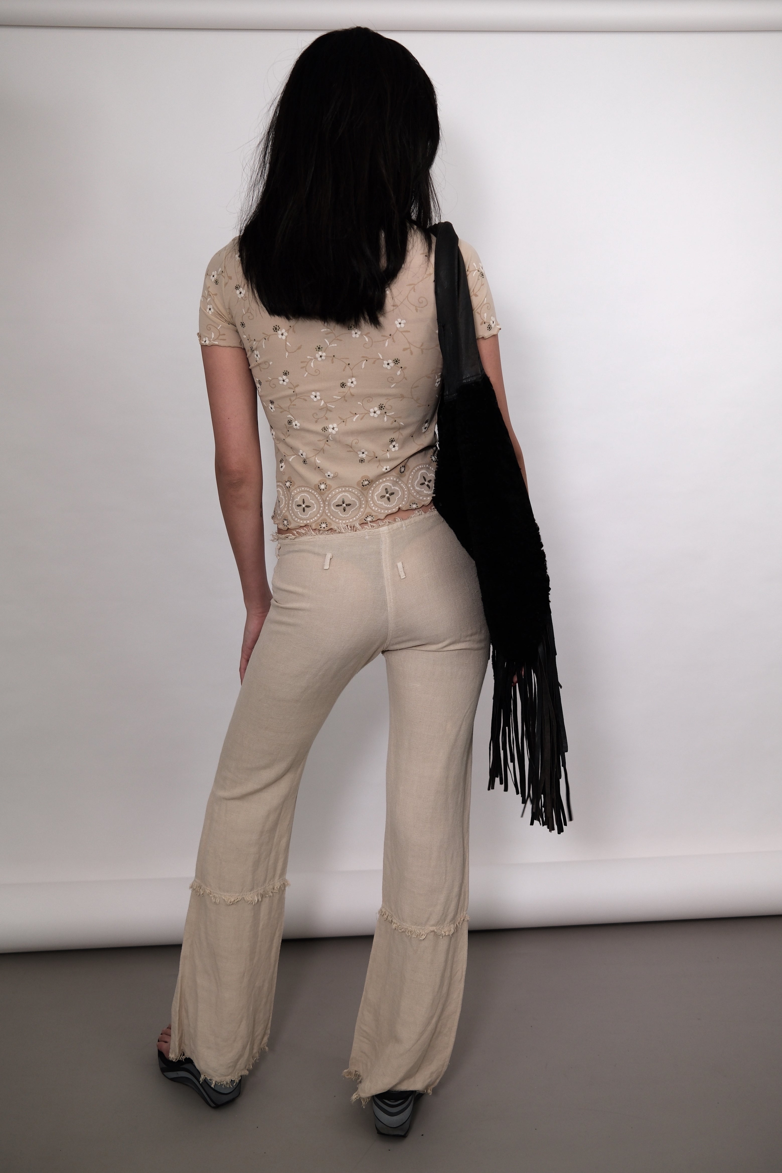Low-Rise Soft Long Pants with Details Size 36