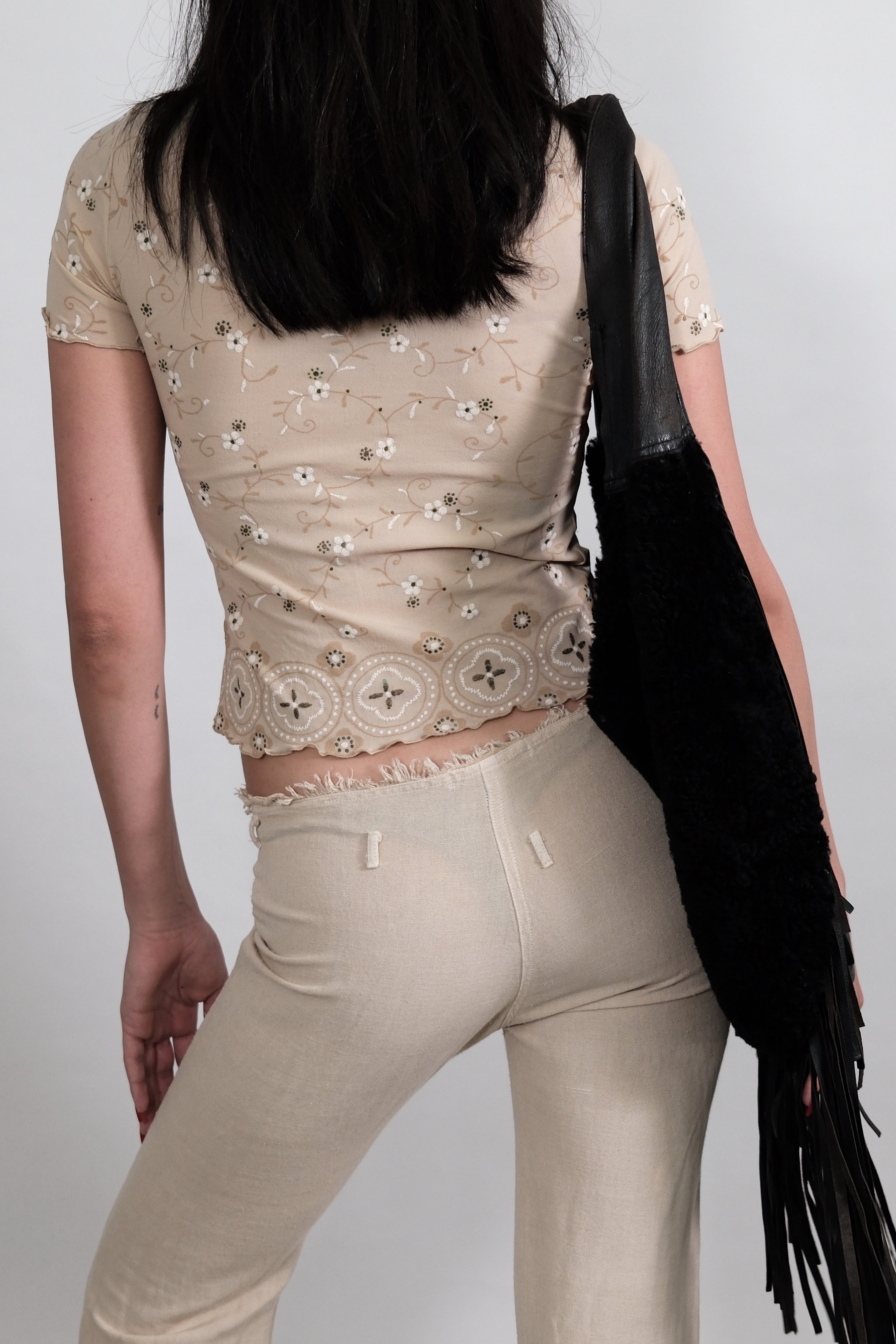 Low-Rise Soft Long Pants with Details Size 36