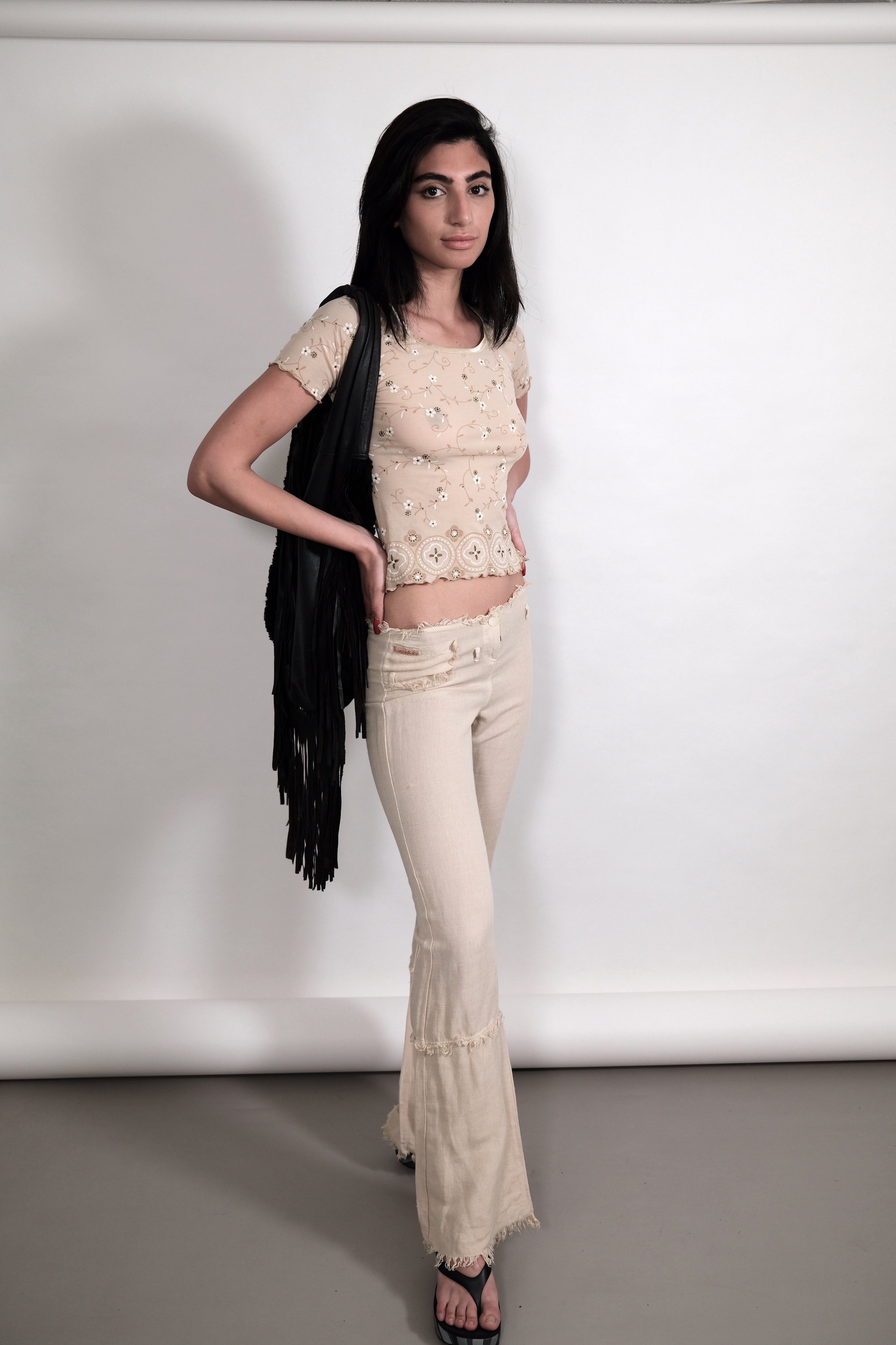 Low-Rise Soft Long Pants with Details Size 36