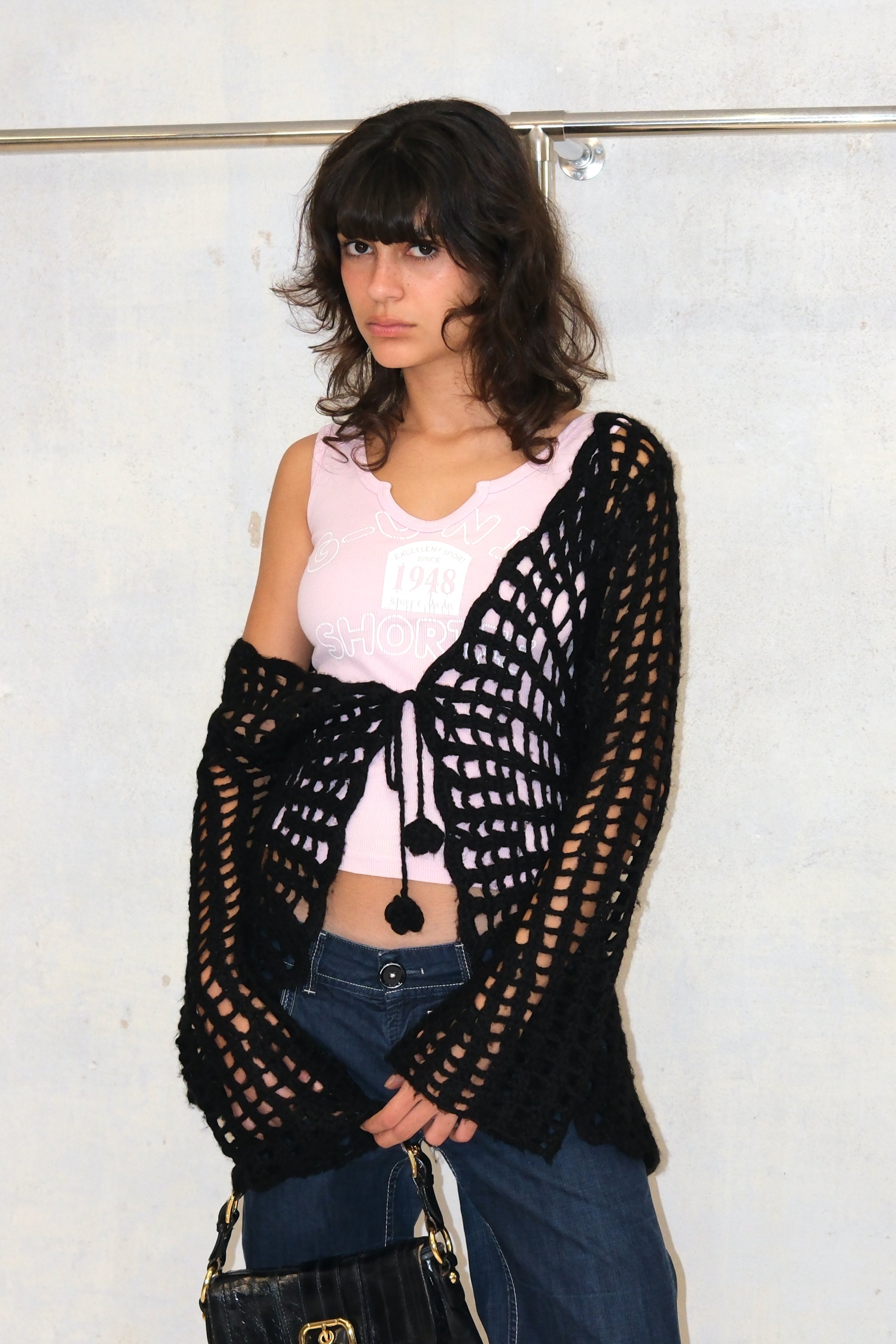 CROCHET TIE FRONT CARDIGAN