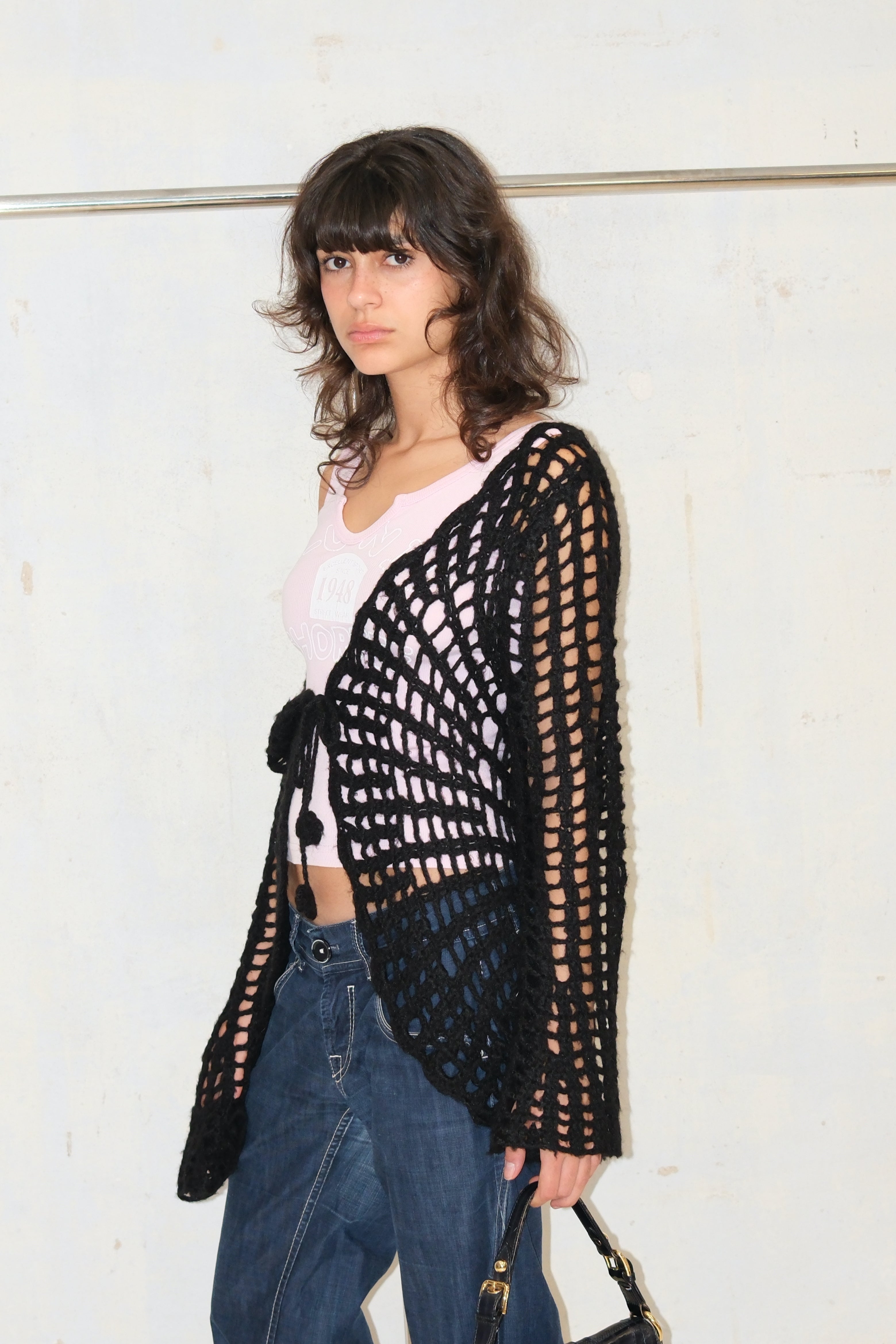 CROCHET TIE FRONT CARDIGAN