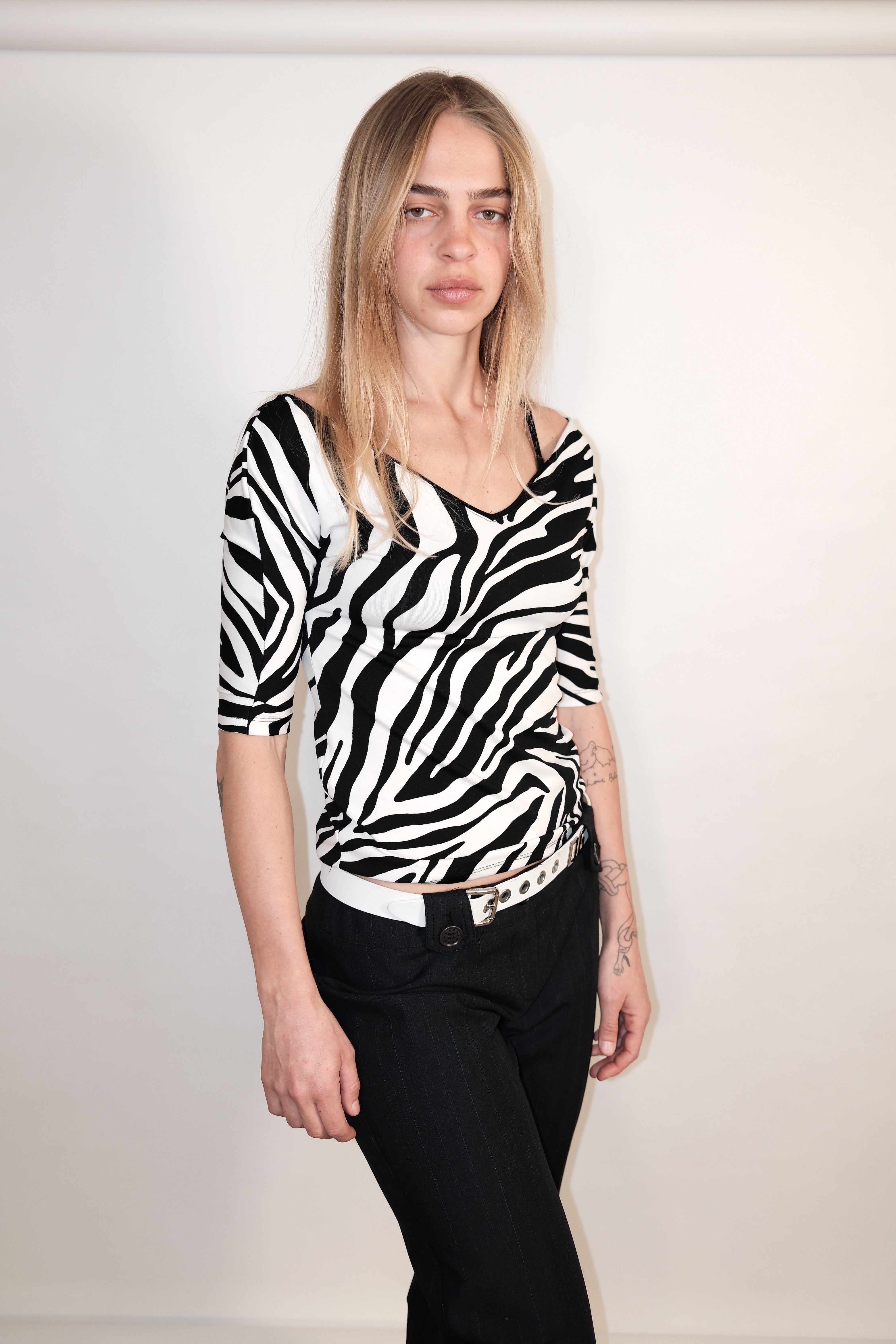 3/4 Sleeve Zebra Print Top
