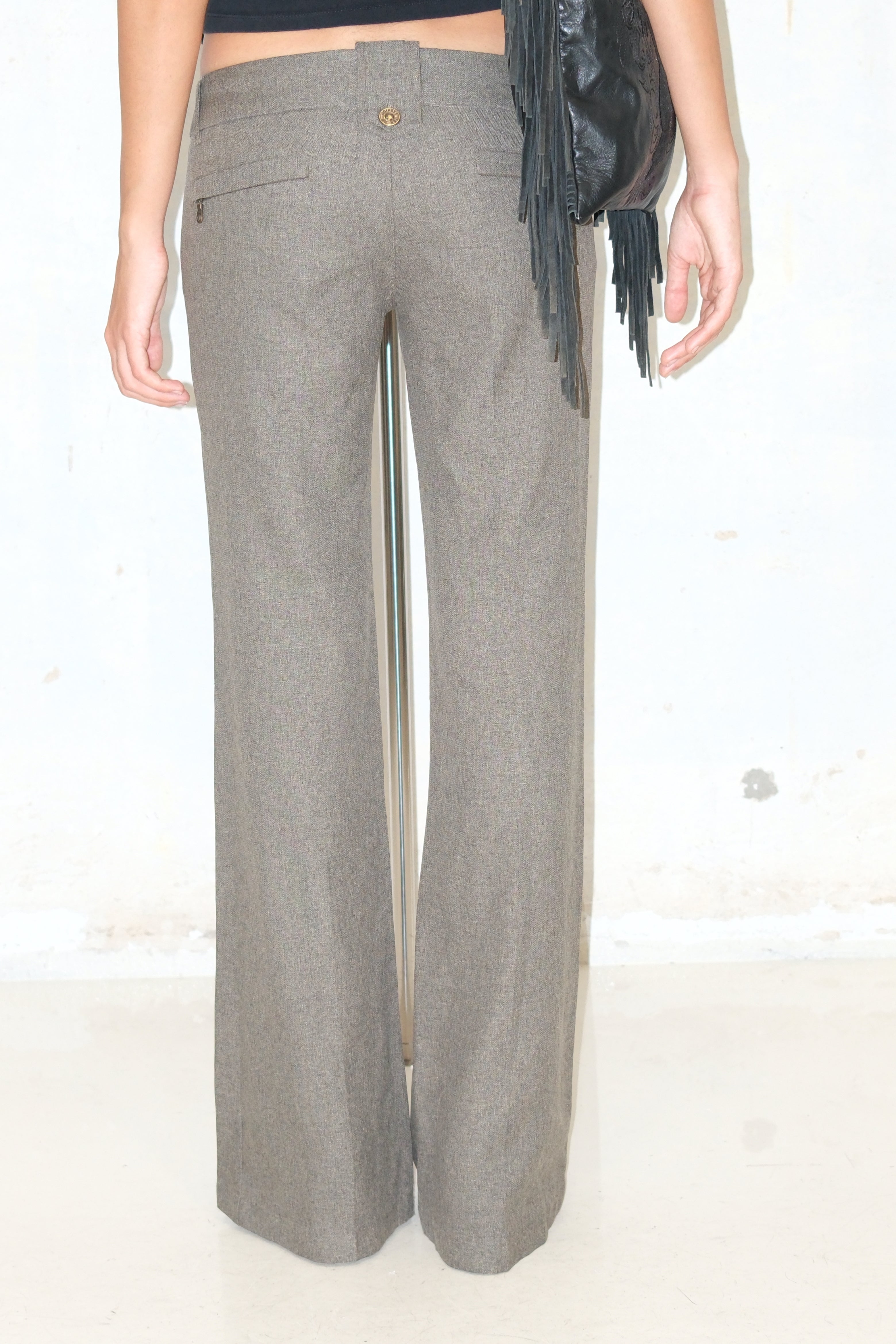 Chic Gray Straight Low-Rise Pants Size 34-36