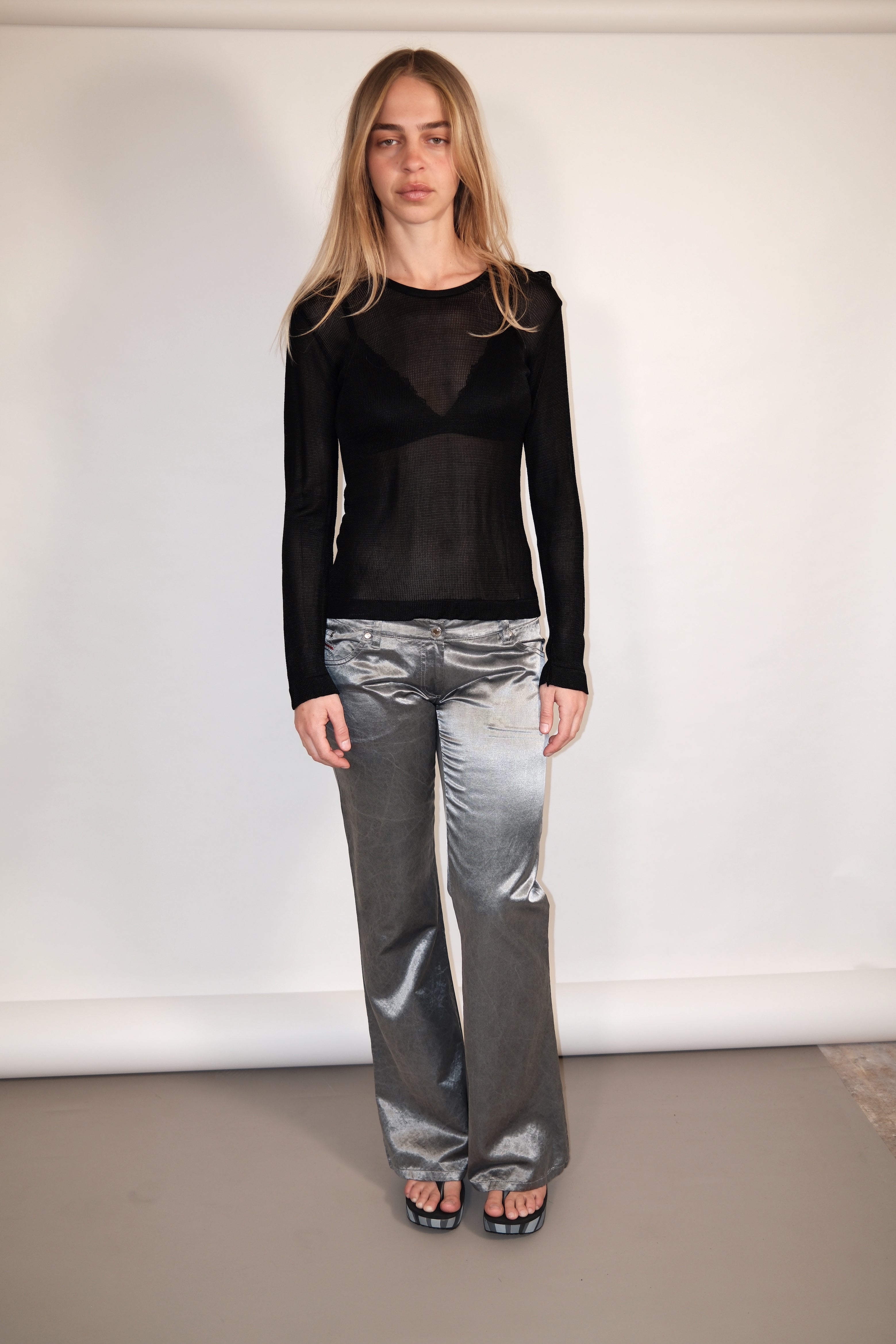 Sheer Black Long Knit Sweater