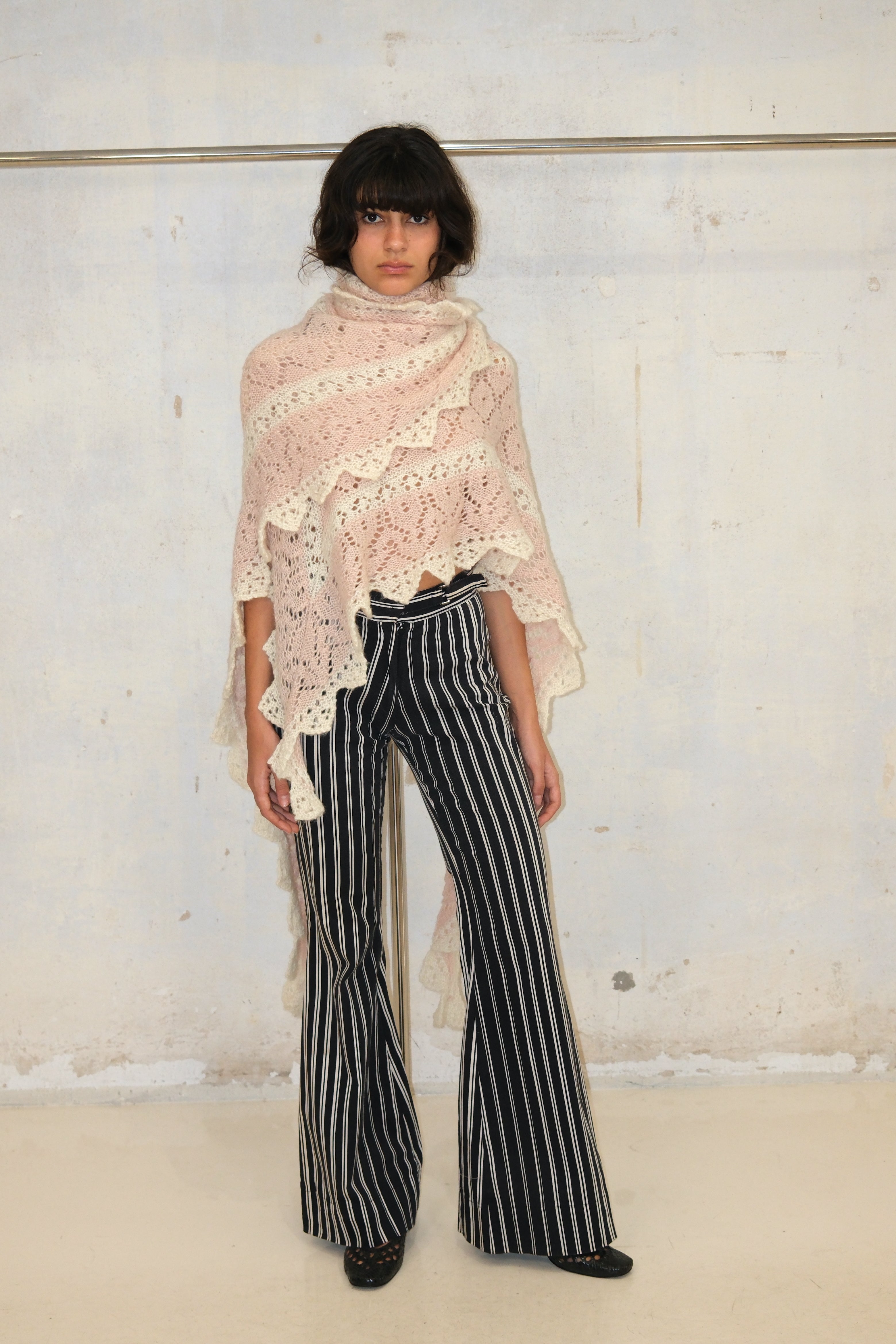Stripe Belted Wide-Leg Pants Size 32-34