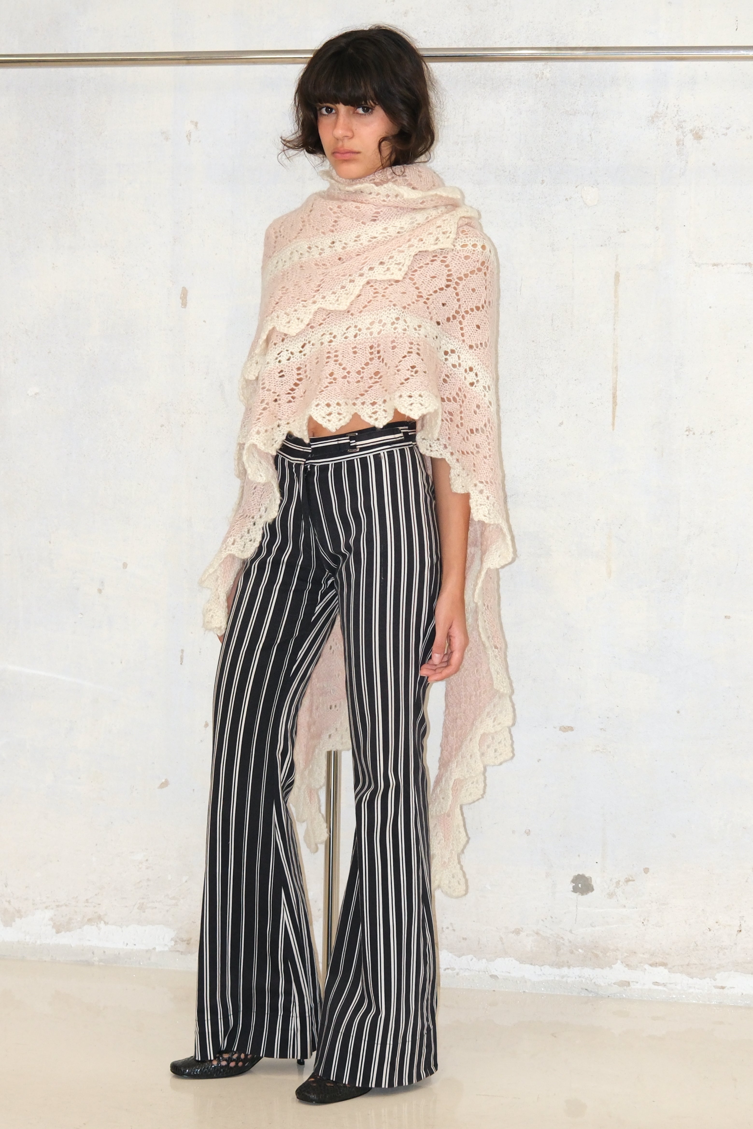 Stripe Belted Wide-Leg Pants Size 32-34