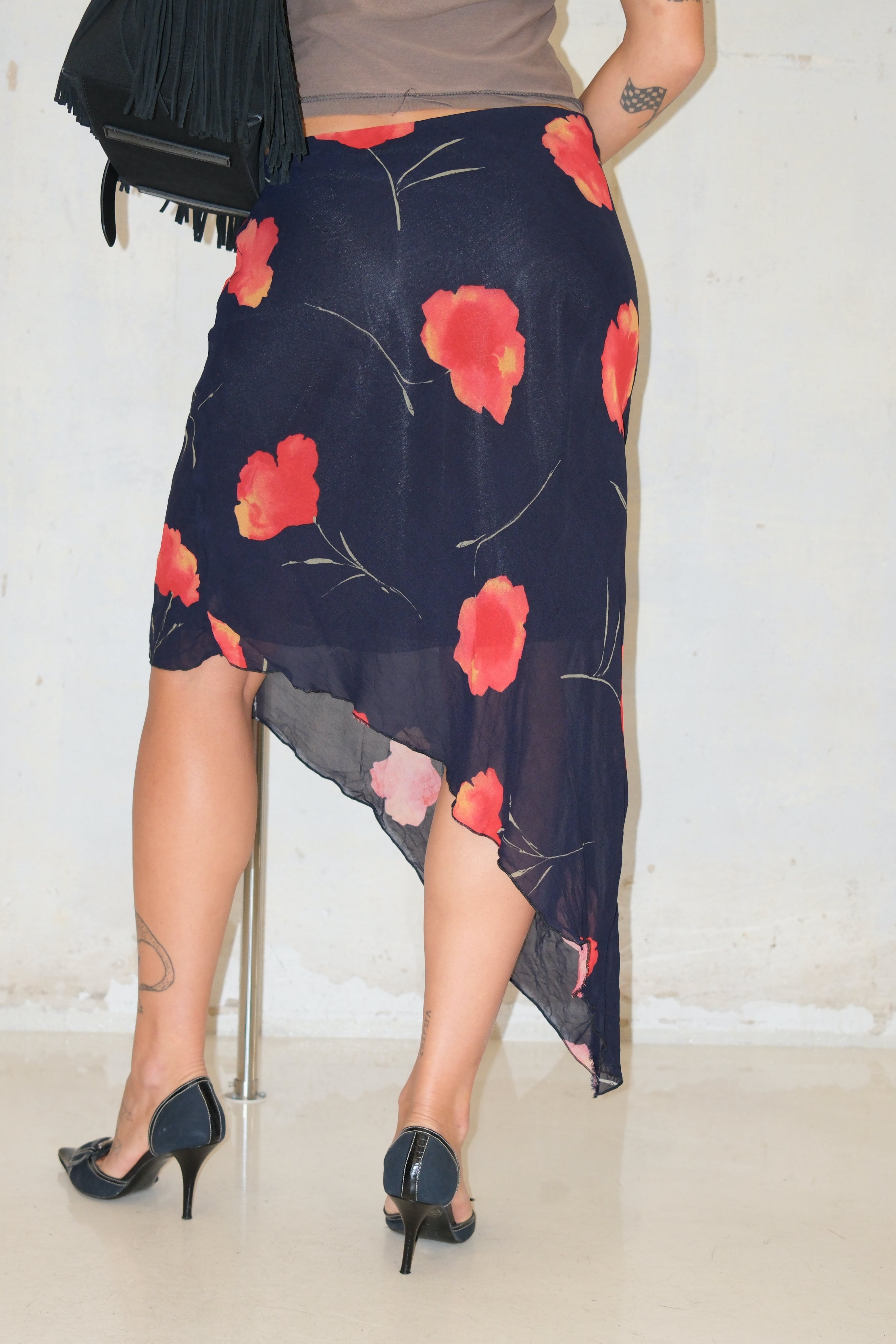 Blossom Print Asymmetrical Skirt