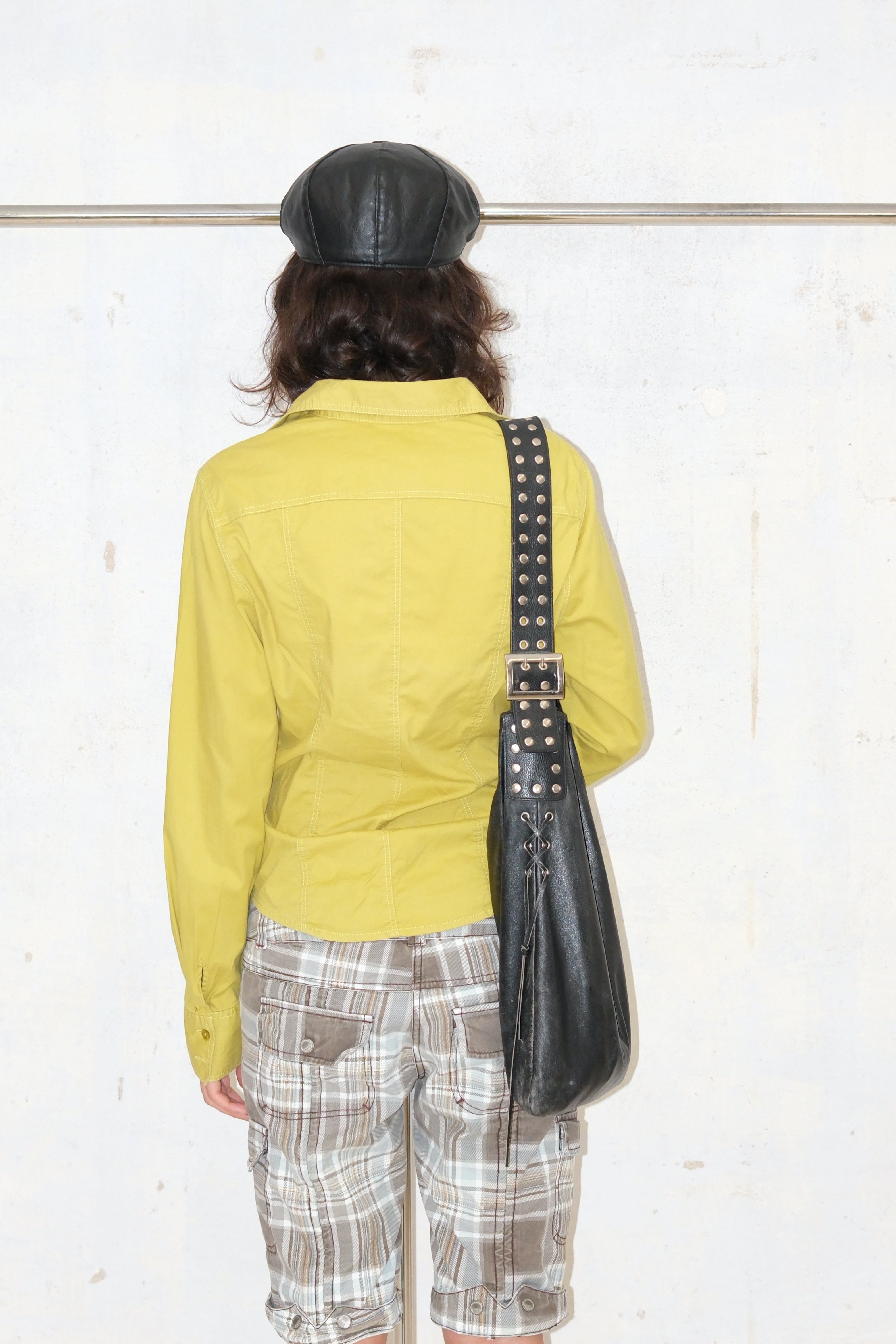 Hot Green Button-Up Shirt With Pink Detail