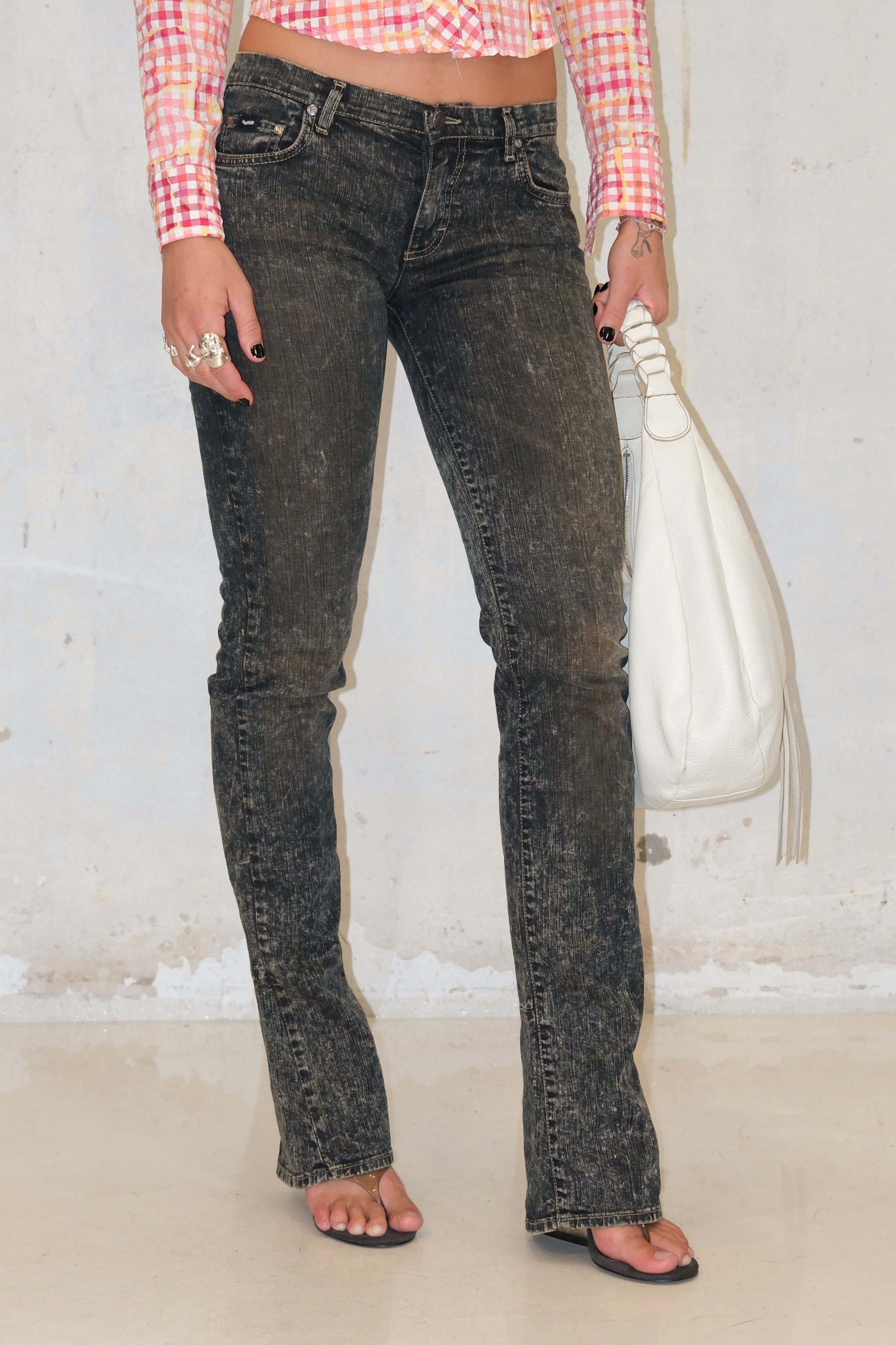 Gas Smoky Gray Fitted Jeans Size 38