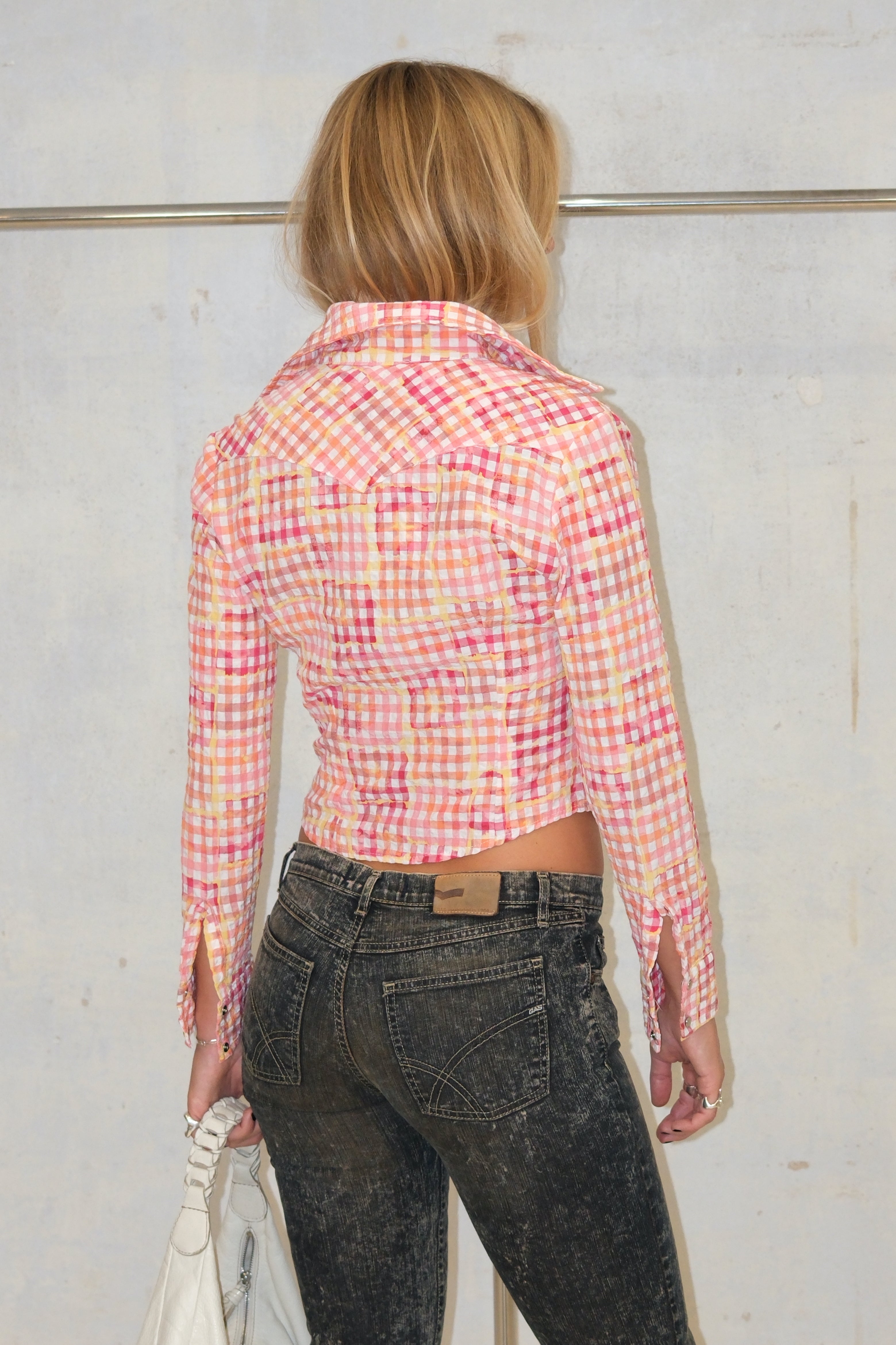 Pastel Plaid Button-Up Shirt