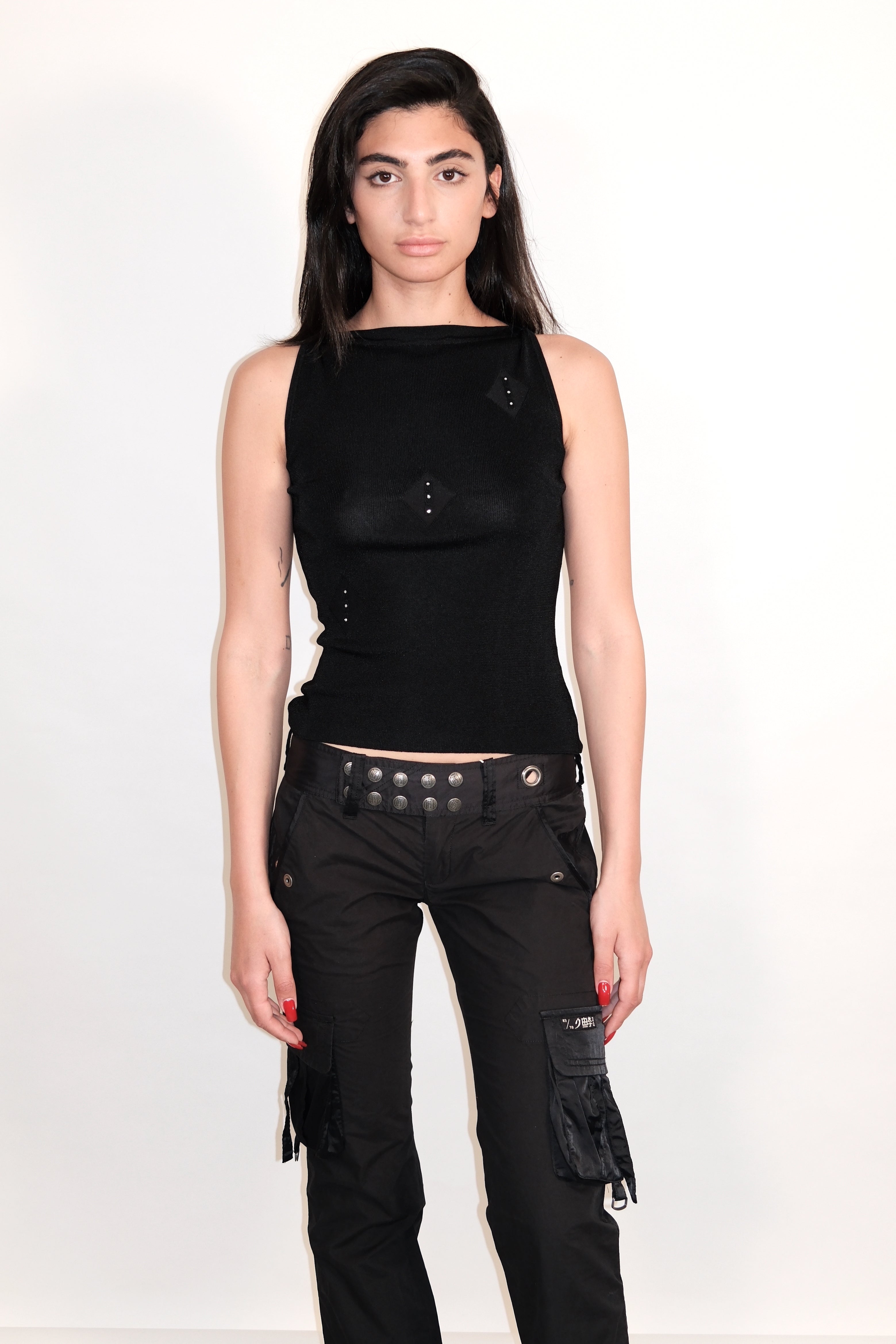 DIESEL Black Cargo Pants with Silver Buttons Size 34-36
