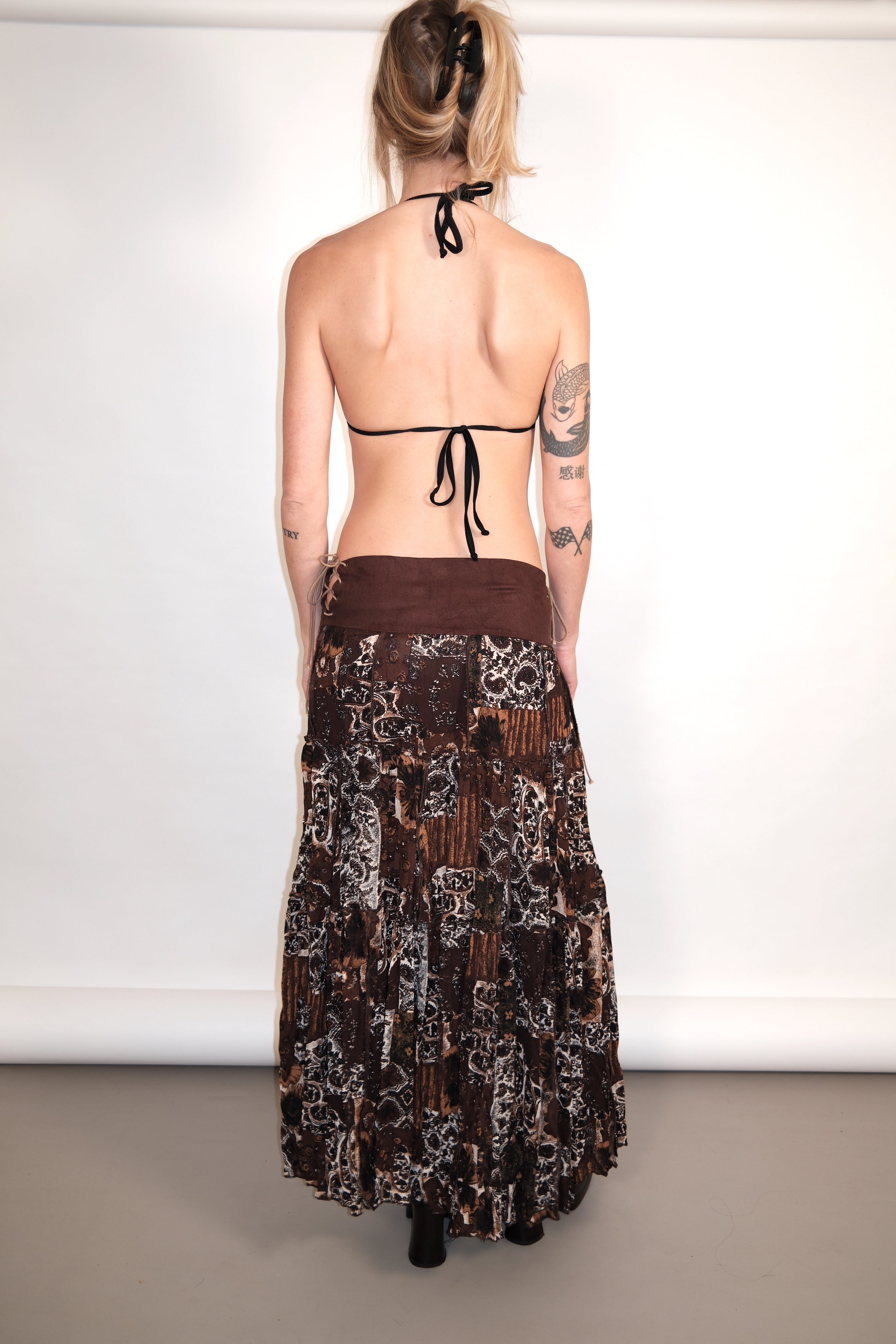 Brown-Toned Boho Maxi Skirt