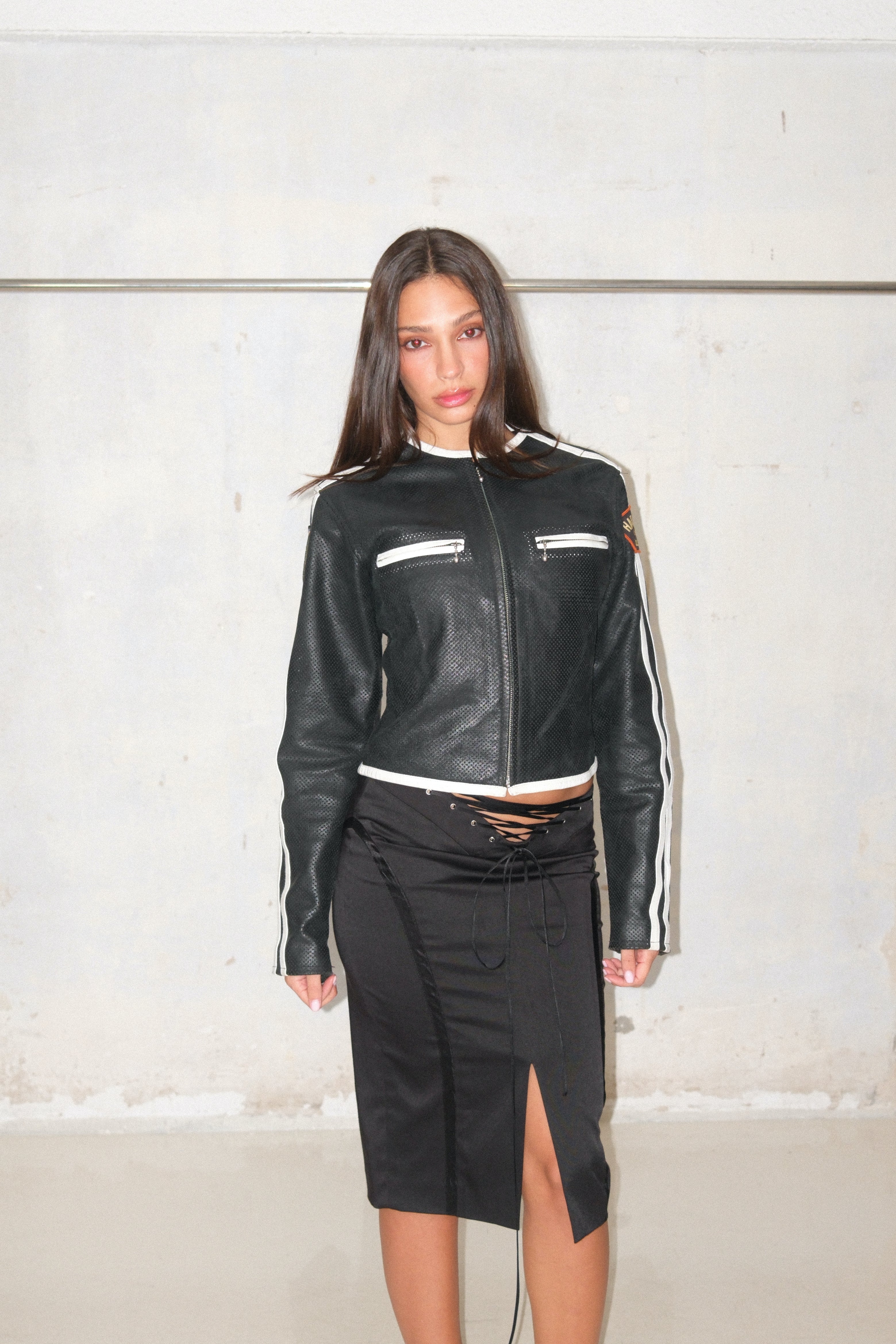 Chic Black Italian Evening Pencil Skirt With Front Laces