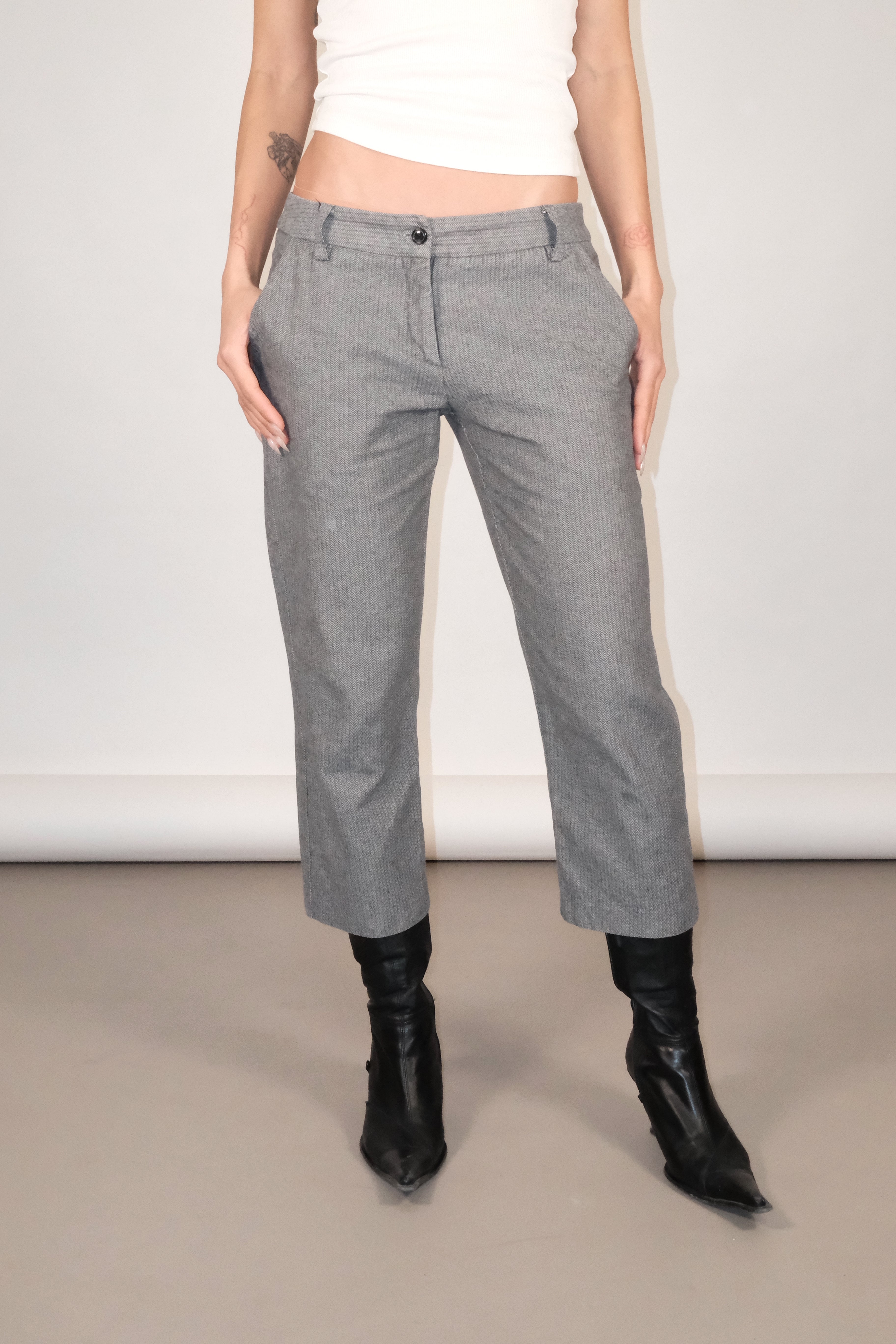 Mid Gray Slim Flared Pants Size 36
