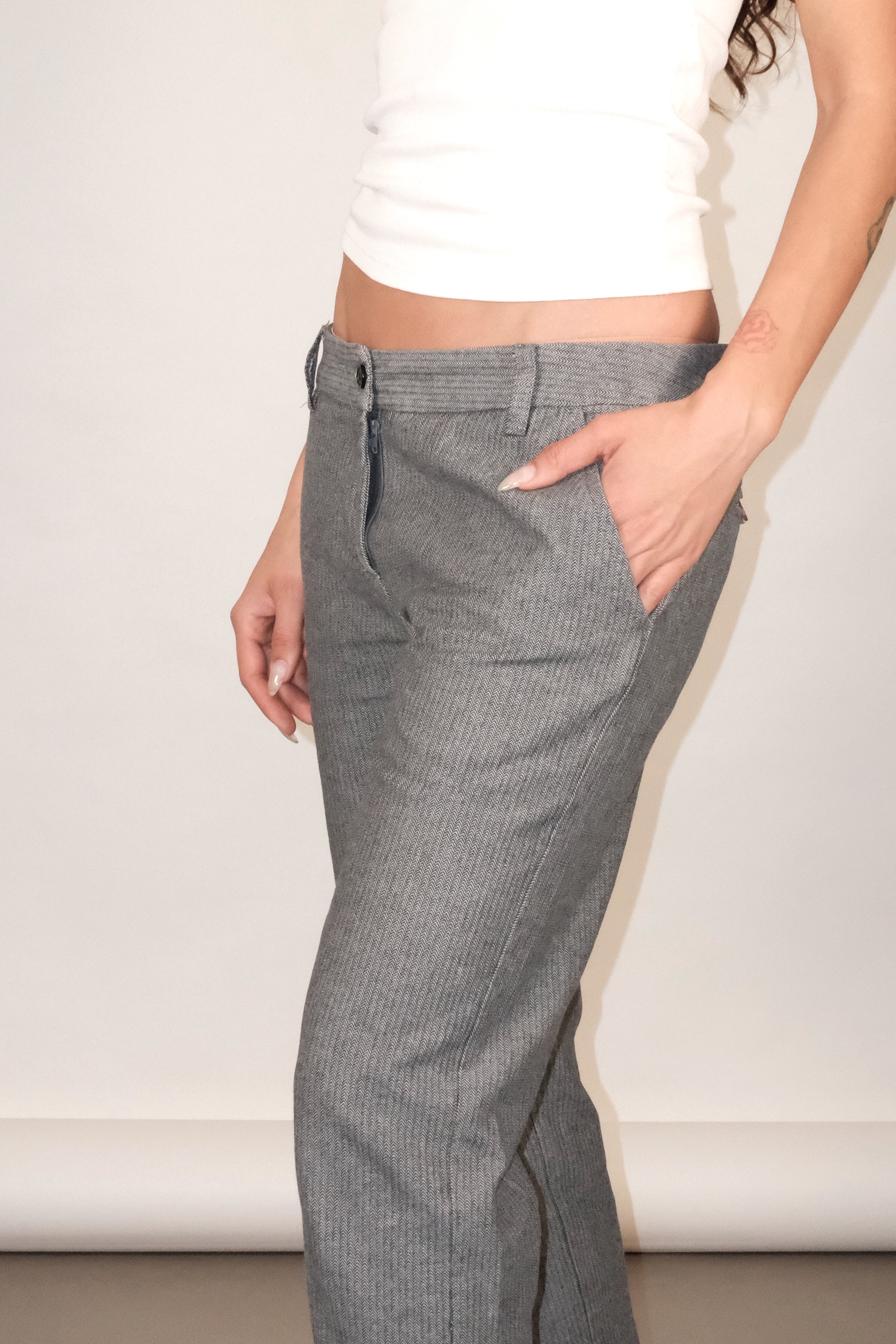Mid Gray Slim Flared Pants Size 36