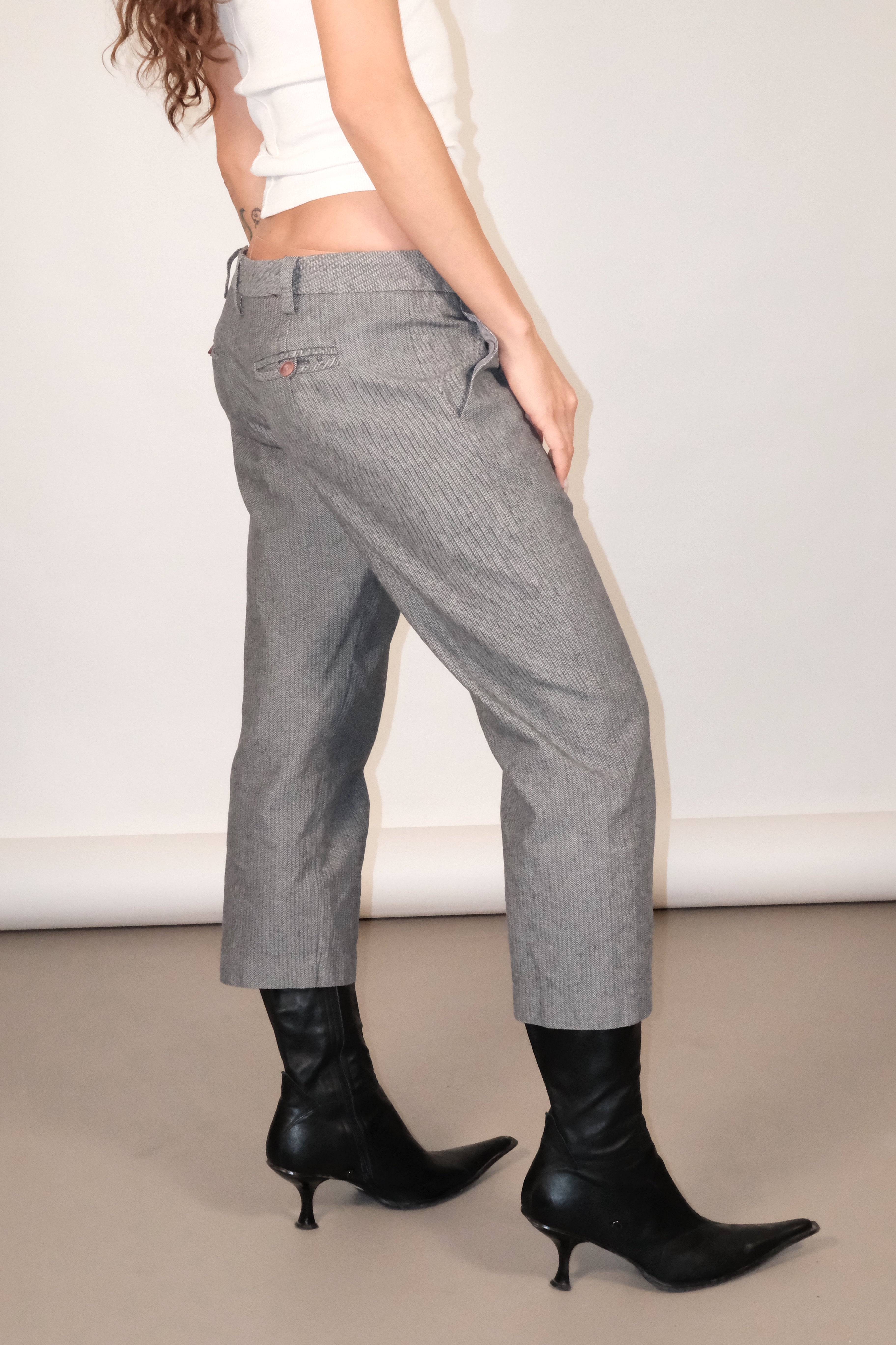 Mid Gray Slim Flared Pants Size 36