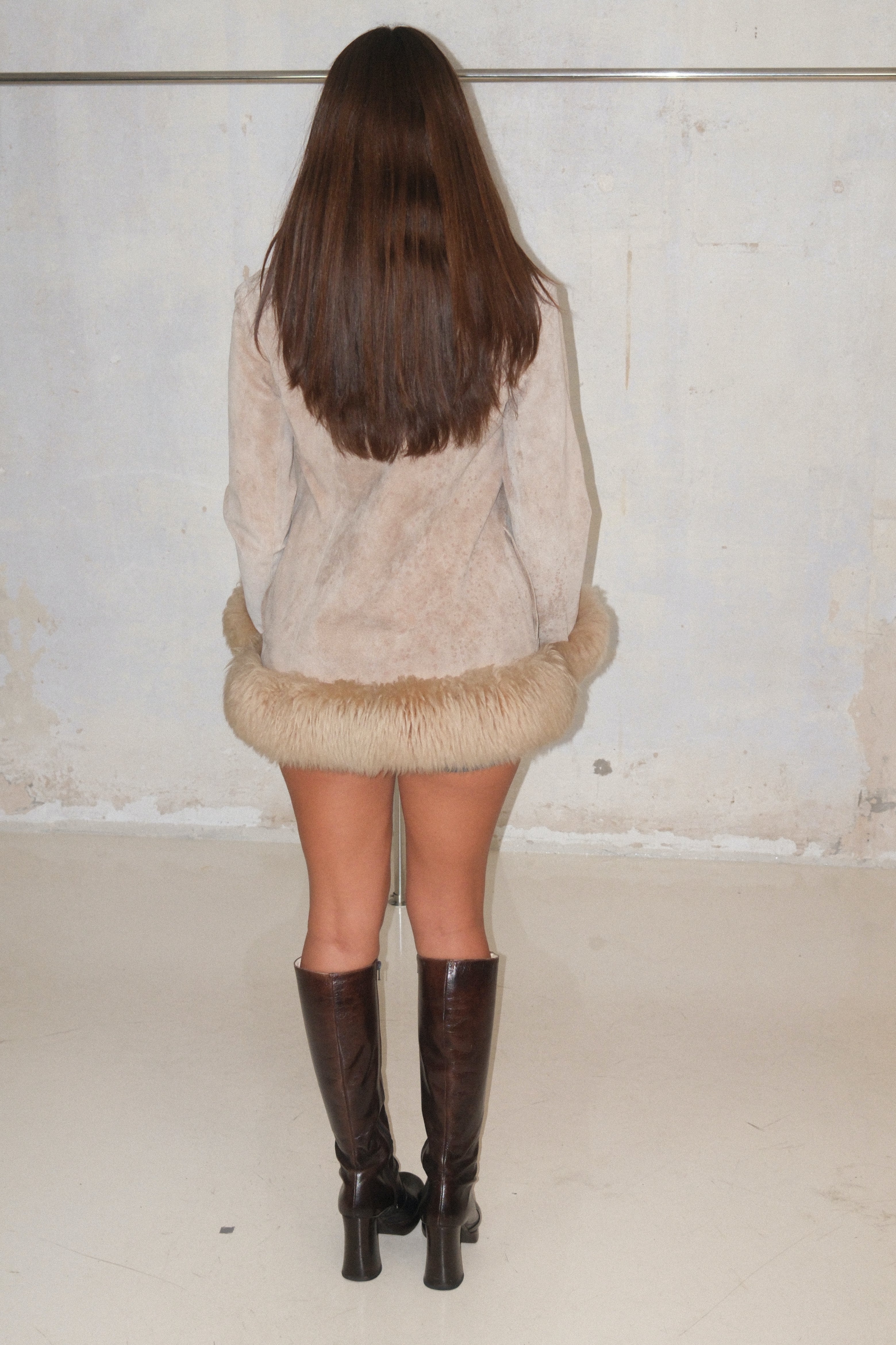 Soft Buttery Beige Tone Leather And Fur Coat