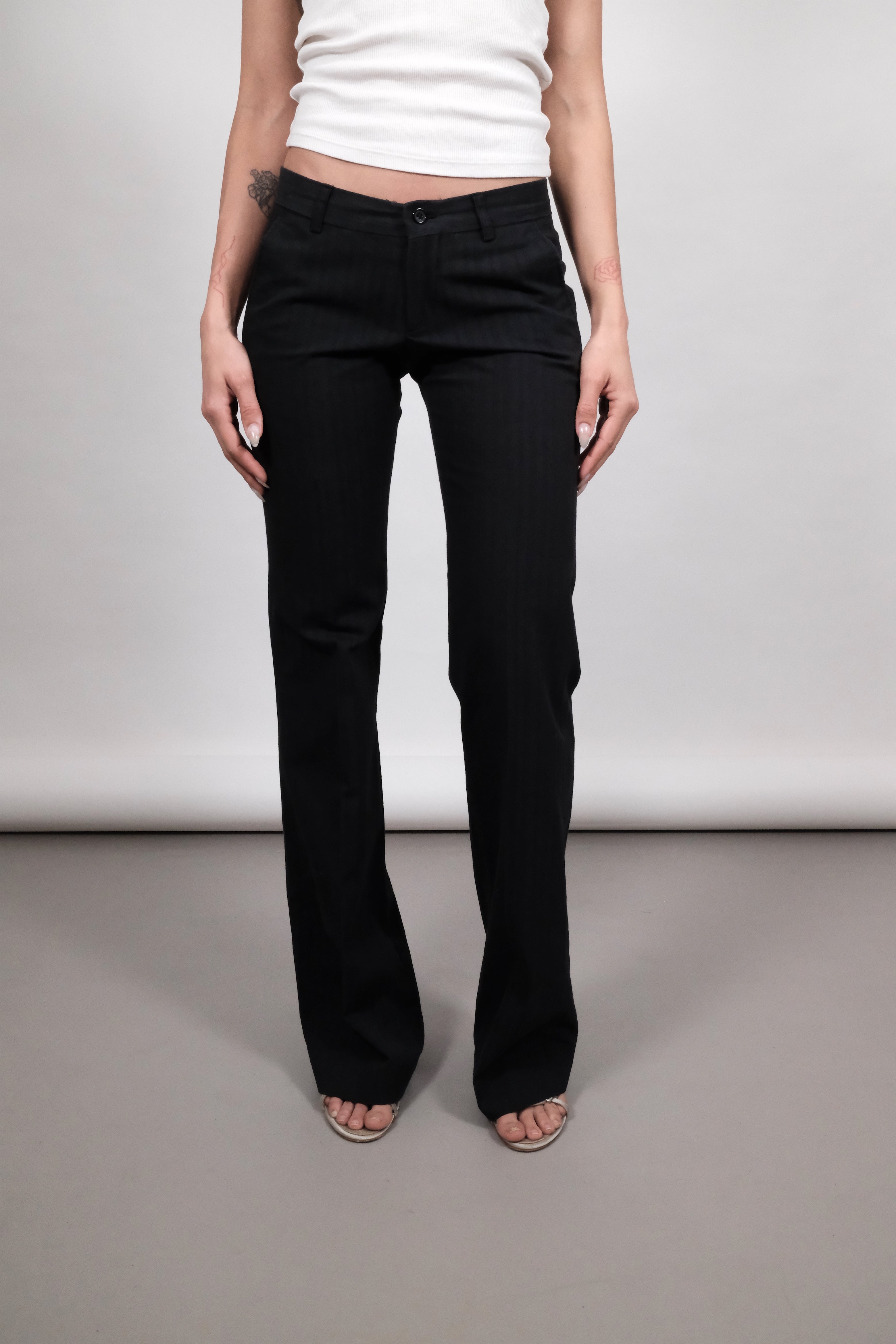 Stiped Low-Rise Button Pants Size 36
