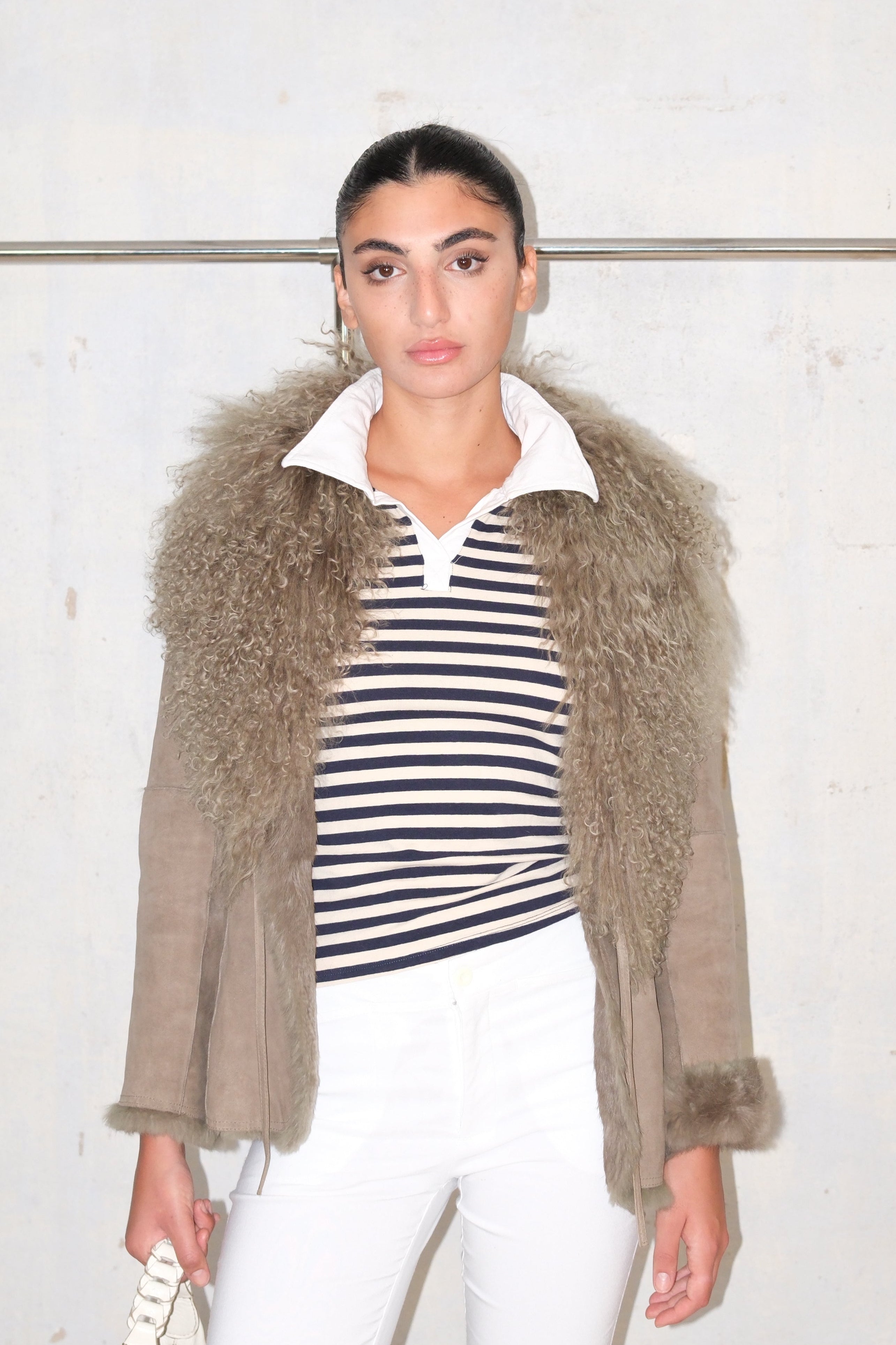 OLIVE GREEN MONGOLIAN FUR COAT