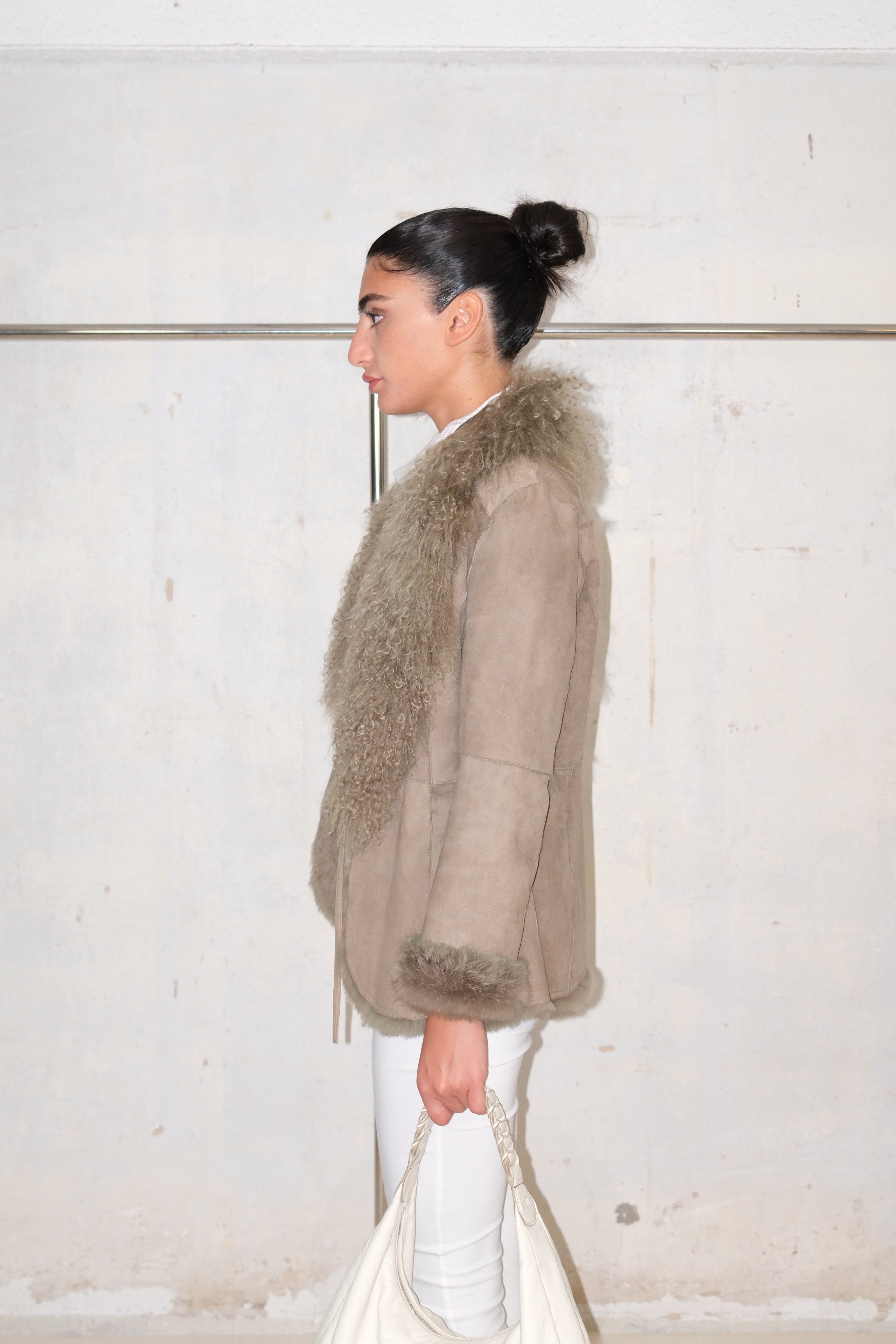 OLIVE GREEN MONGOLIAN FUR COAT
