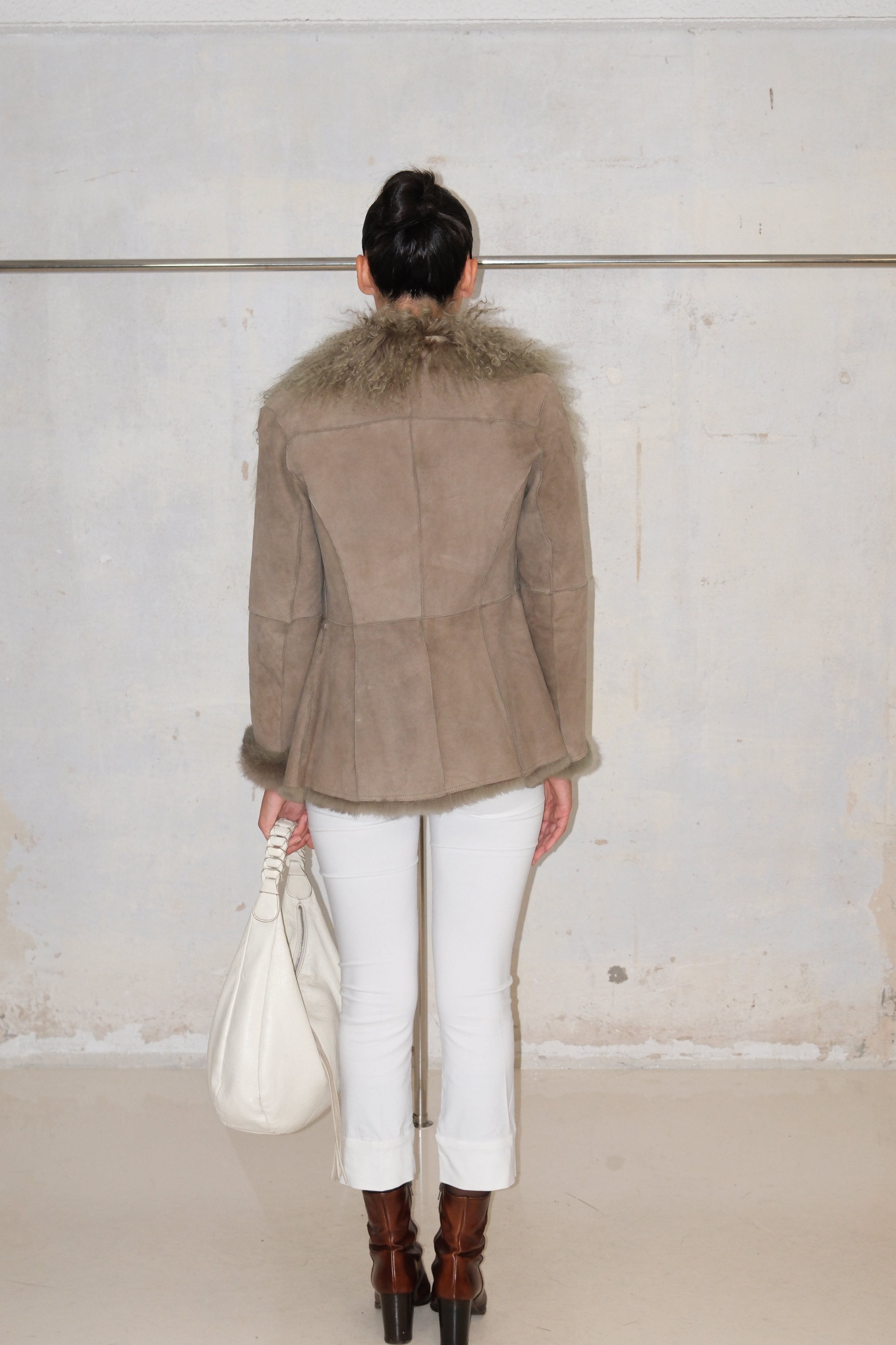 OLIVE GREEN MONGOLIAN FUR COAT