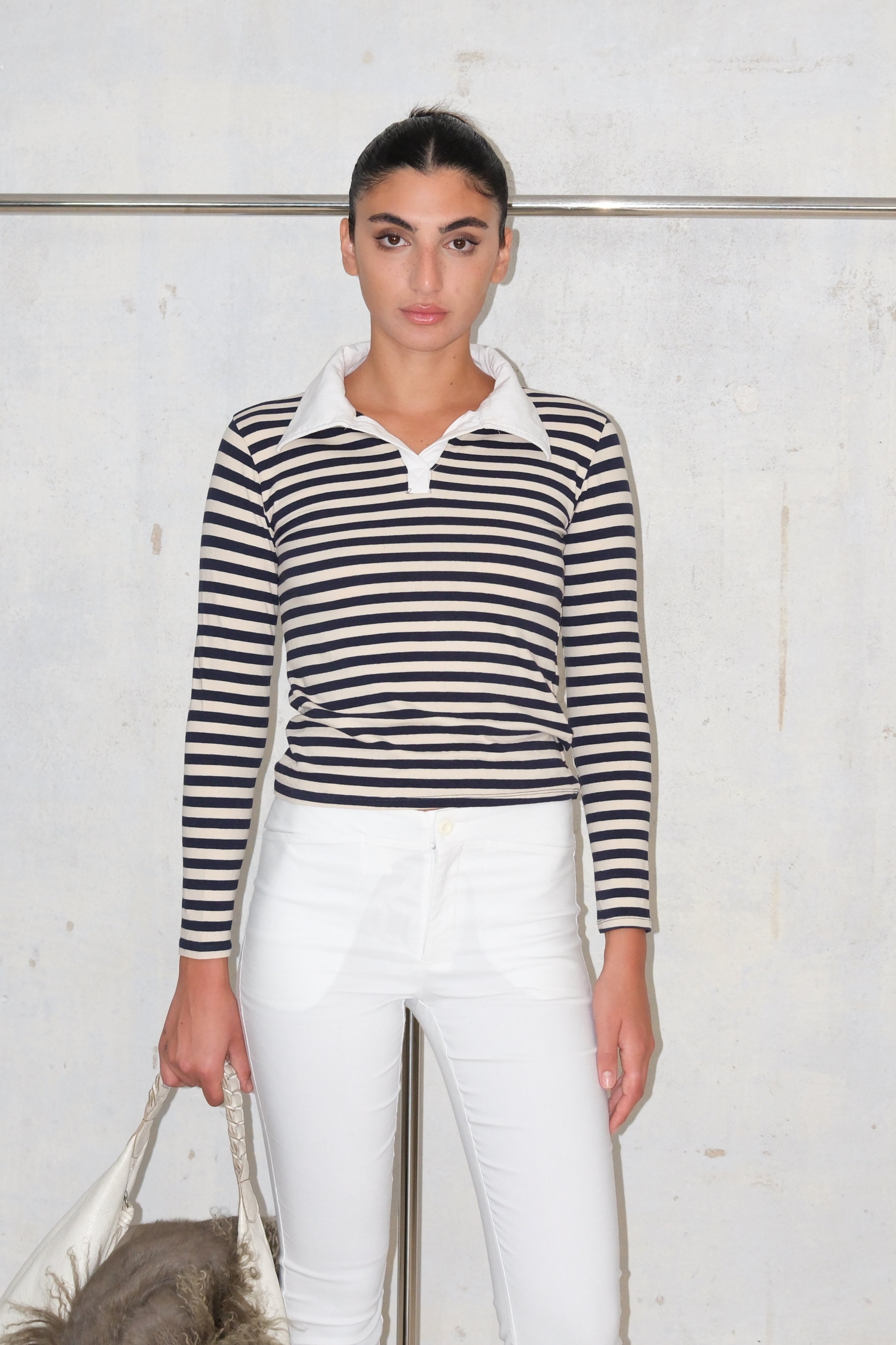 CUTE STRIPED TOP WITH WHITE COLLAR