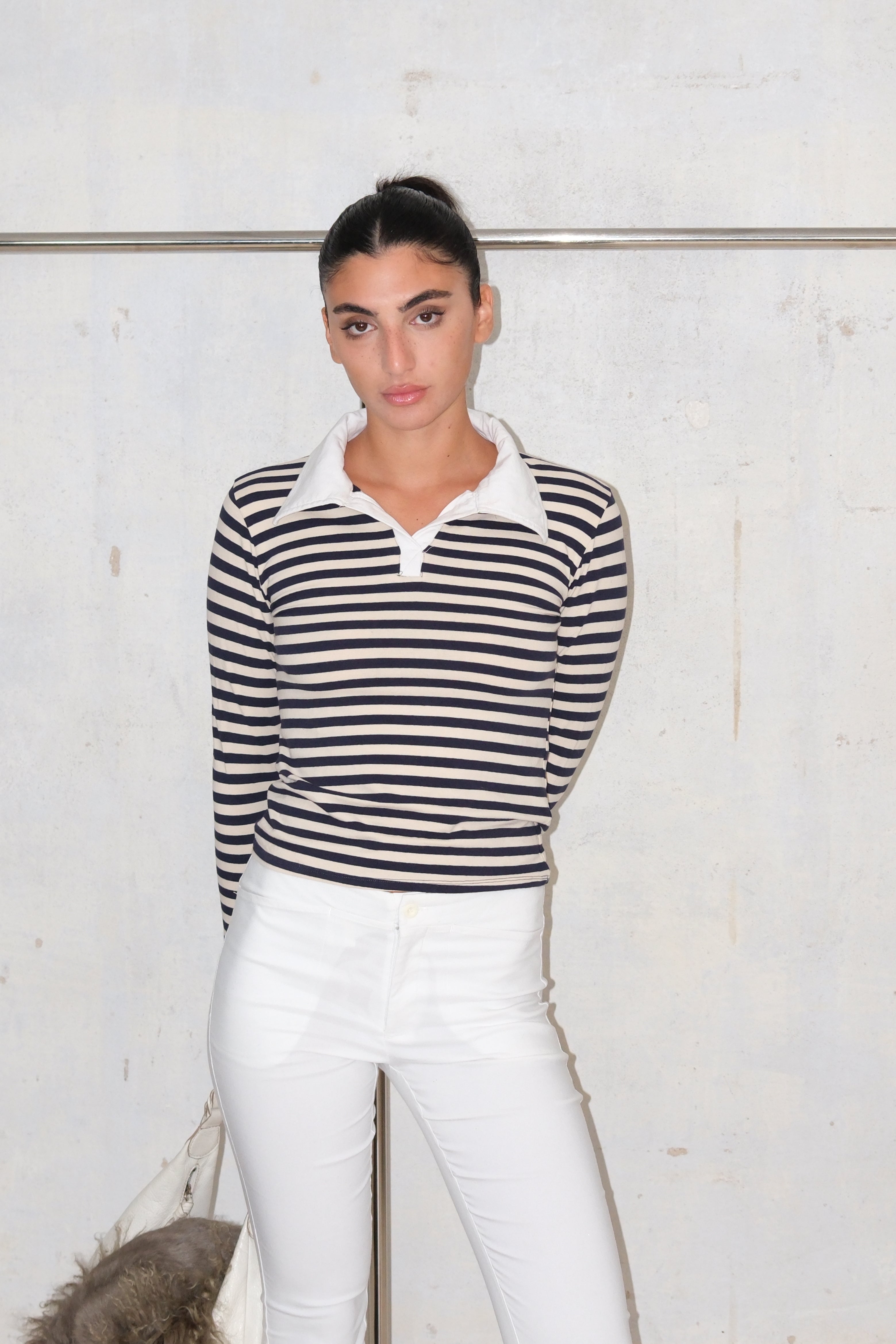 CUTE STRIPED TOP WITH WHITE COLLAR