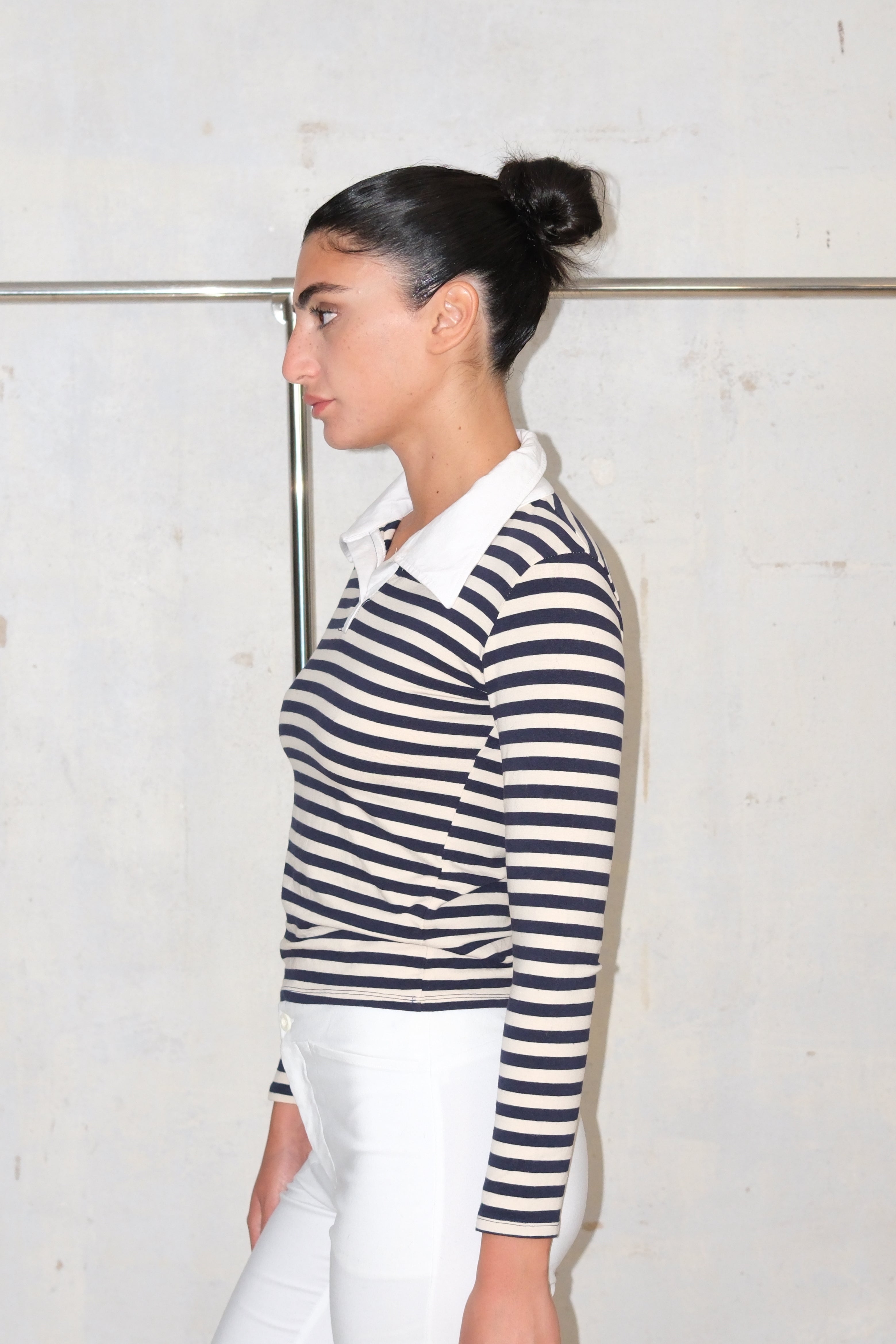 CUTE STRIPED TOP WITH WHITE COLLAR