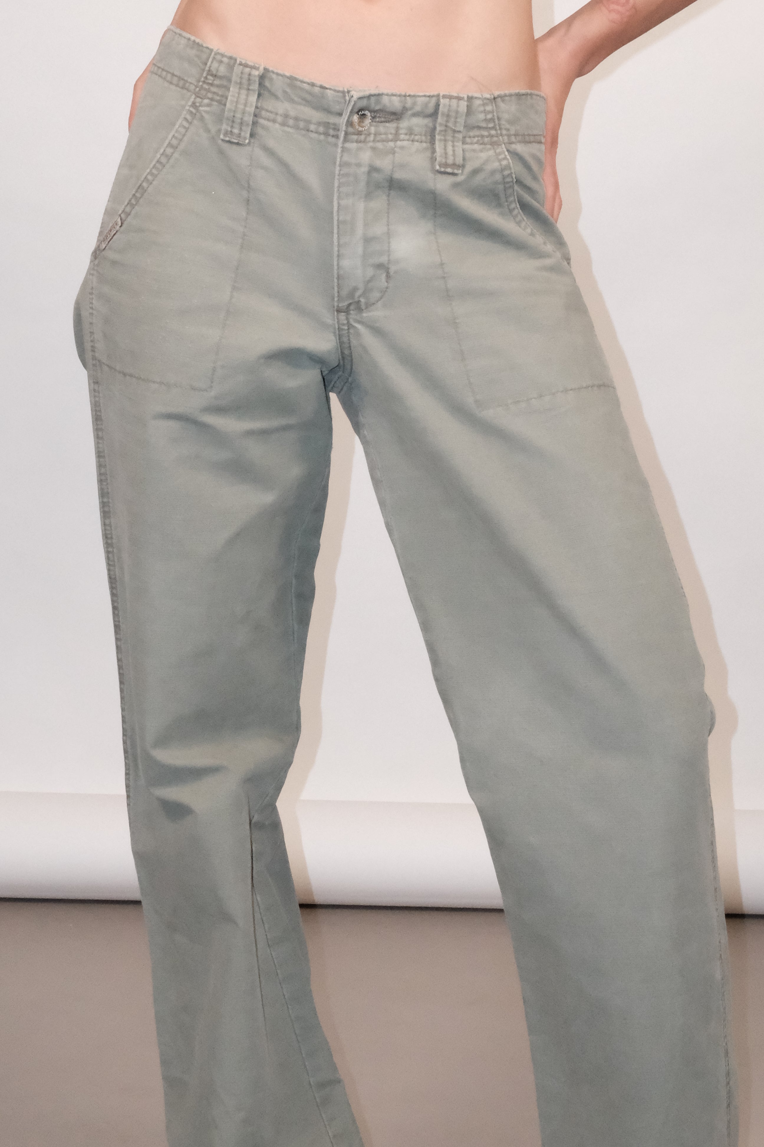 Cargo Wide Leg Pants With Pockets In Khaki Size 38
