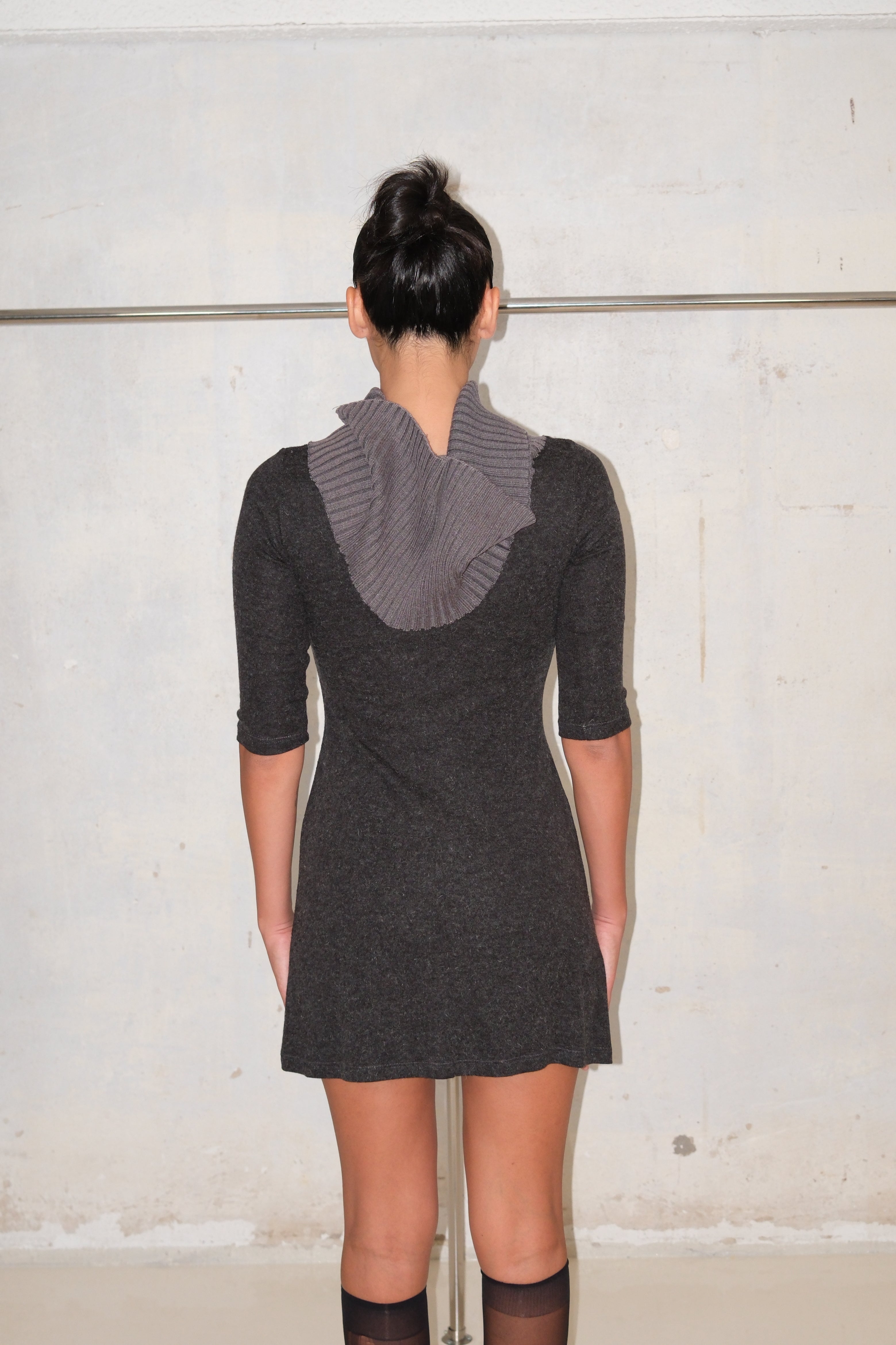 DARK GRAY KNIT MINI DRESS