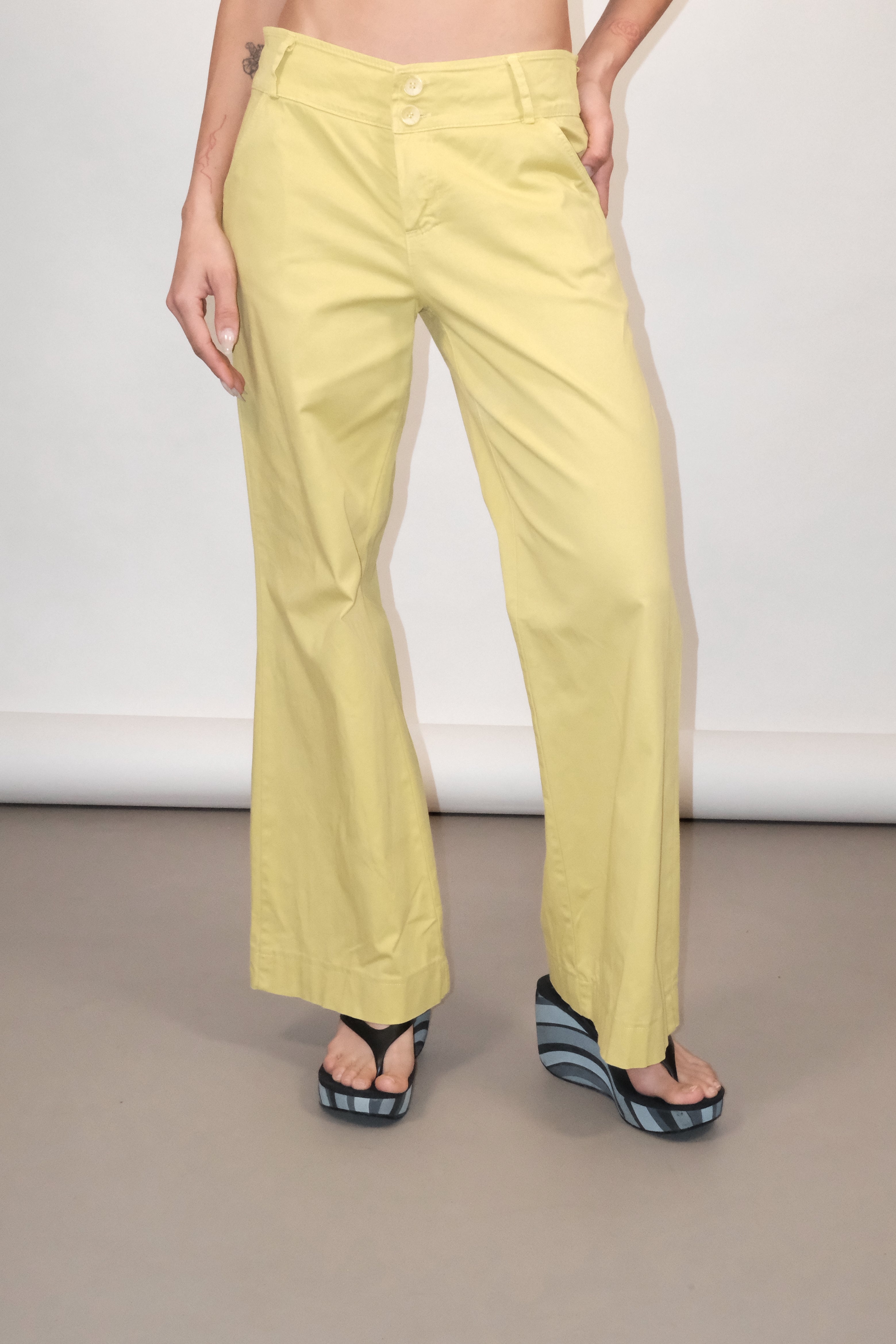 Light Lime Wide-Leg Trousers Size 37