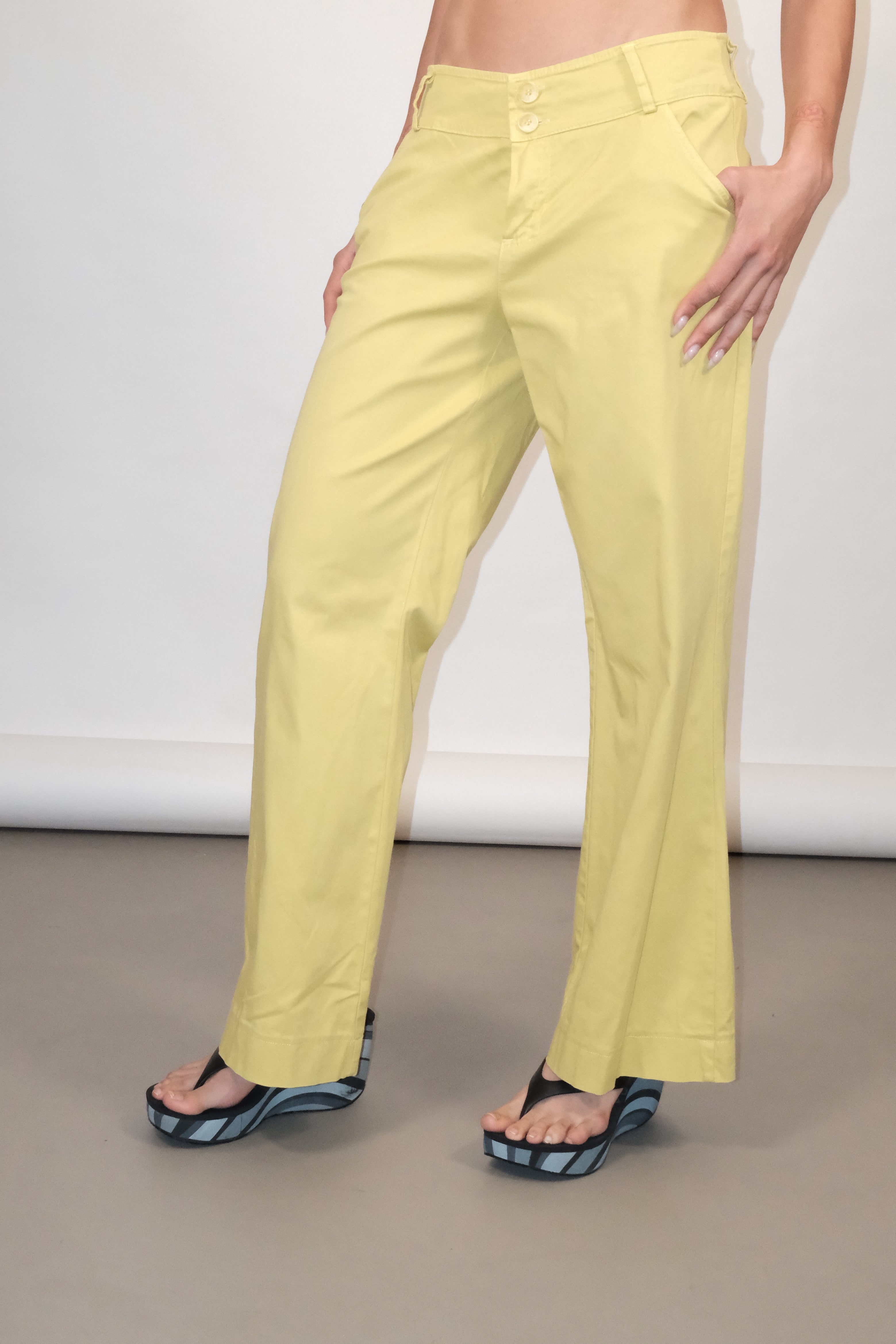 Light Lime Wide-Leg Trousers Size 37