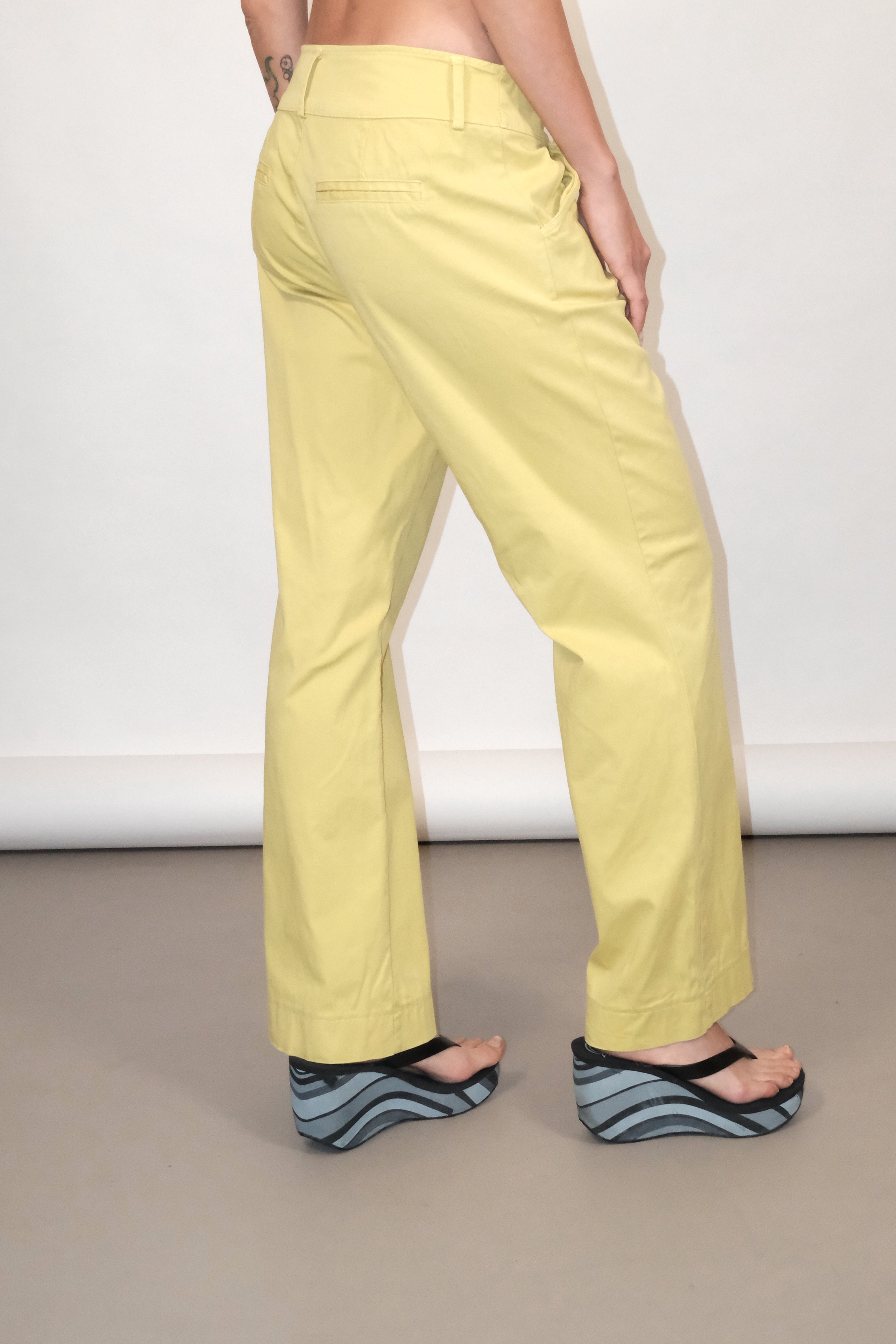 Light Lime Wide-Leg Trousers Size 37
