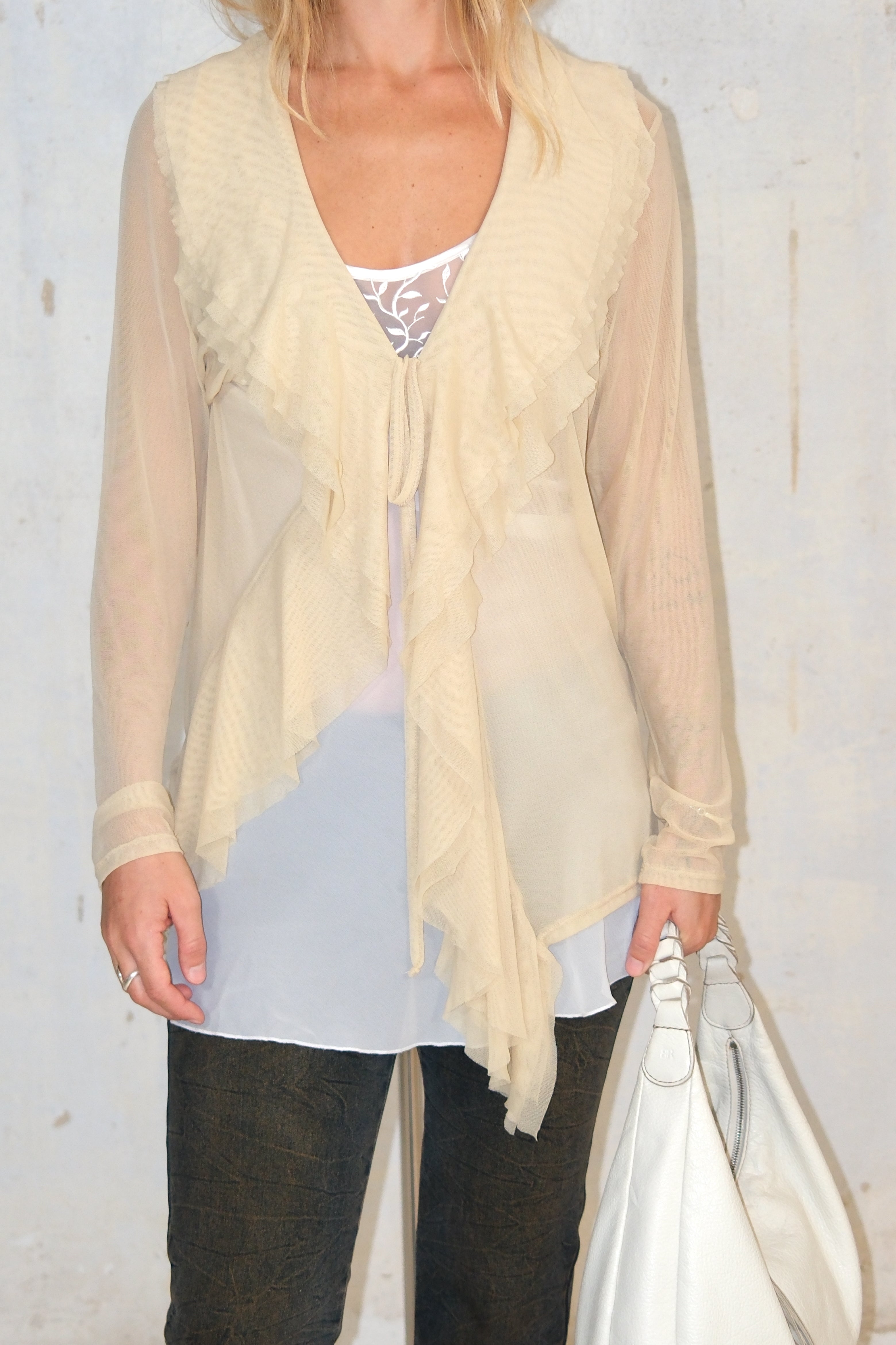SOFT CREAM LIGHTWEIGHT SHEER CARDIGAN
