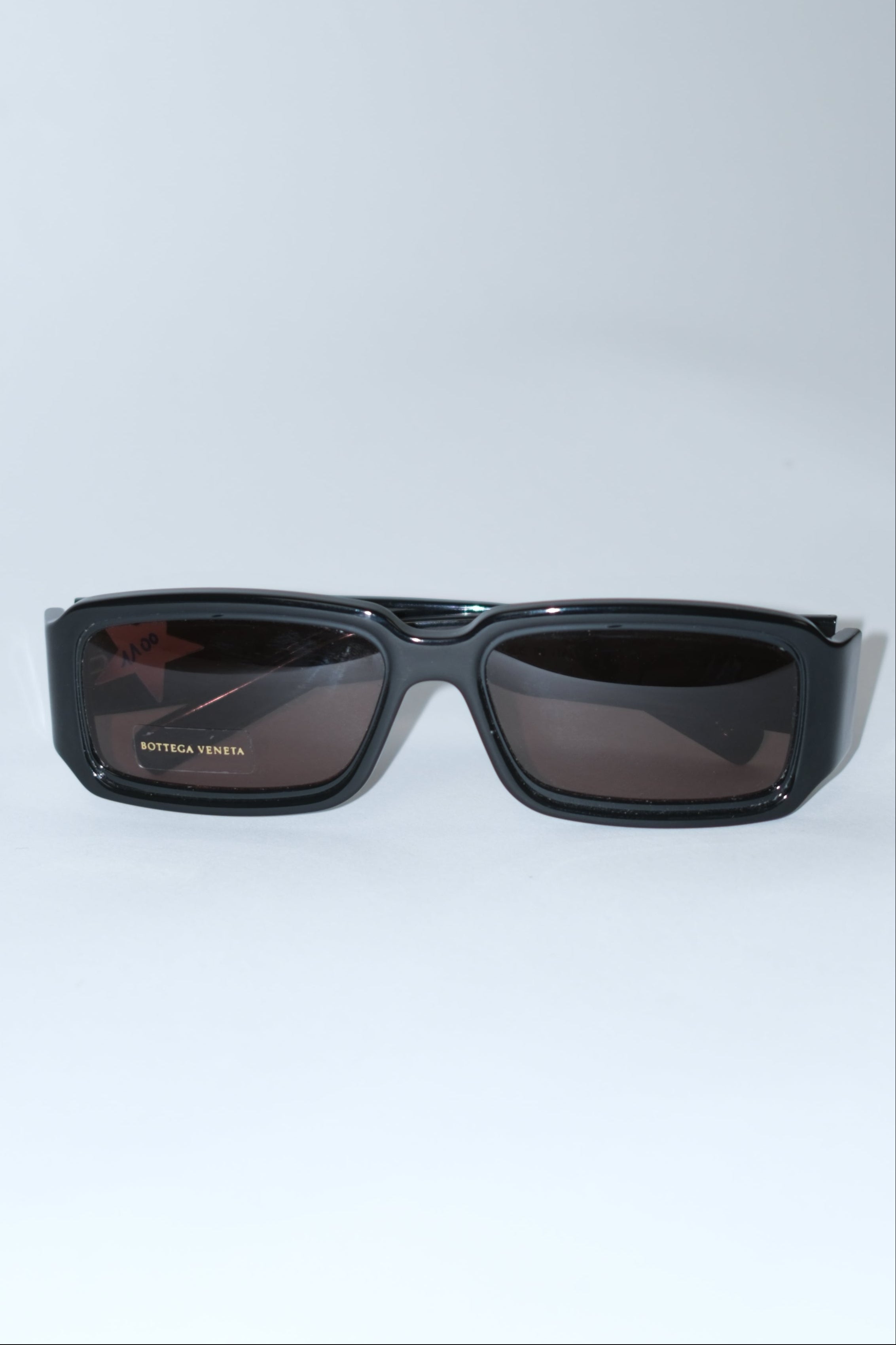 BOTTEGA VENETA NARROW SQUARE MINIMALIST BLACK SUNGLASSES