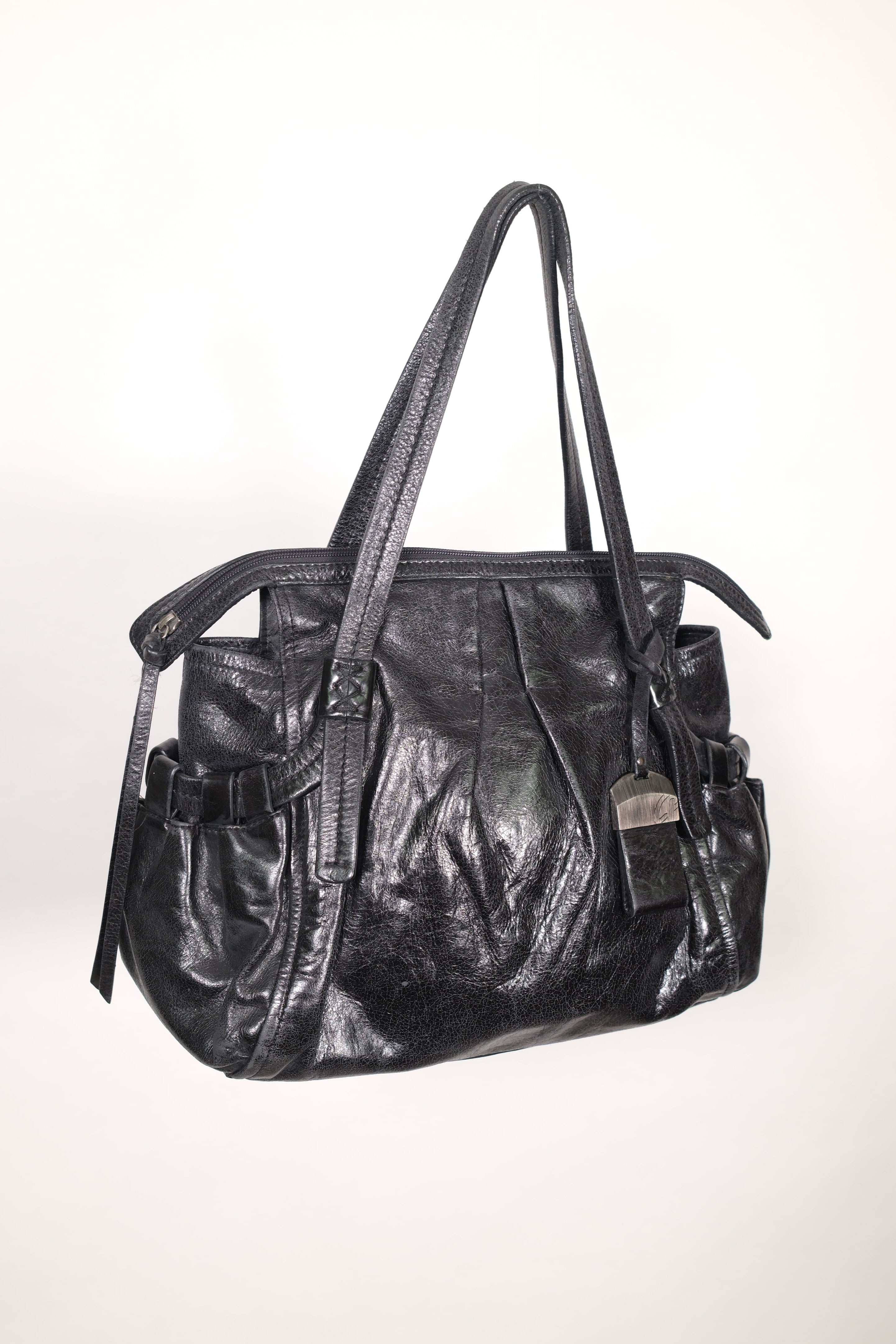 Francesco Biasia Black Leather Shoulder Bag