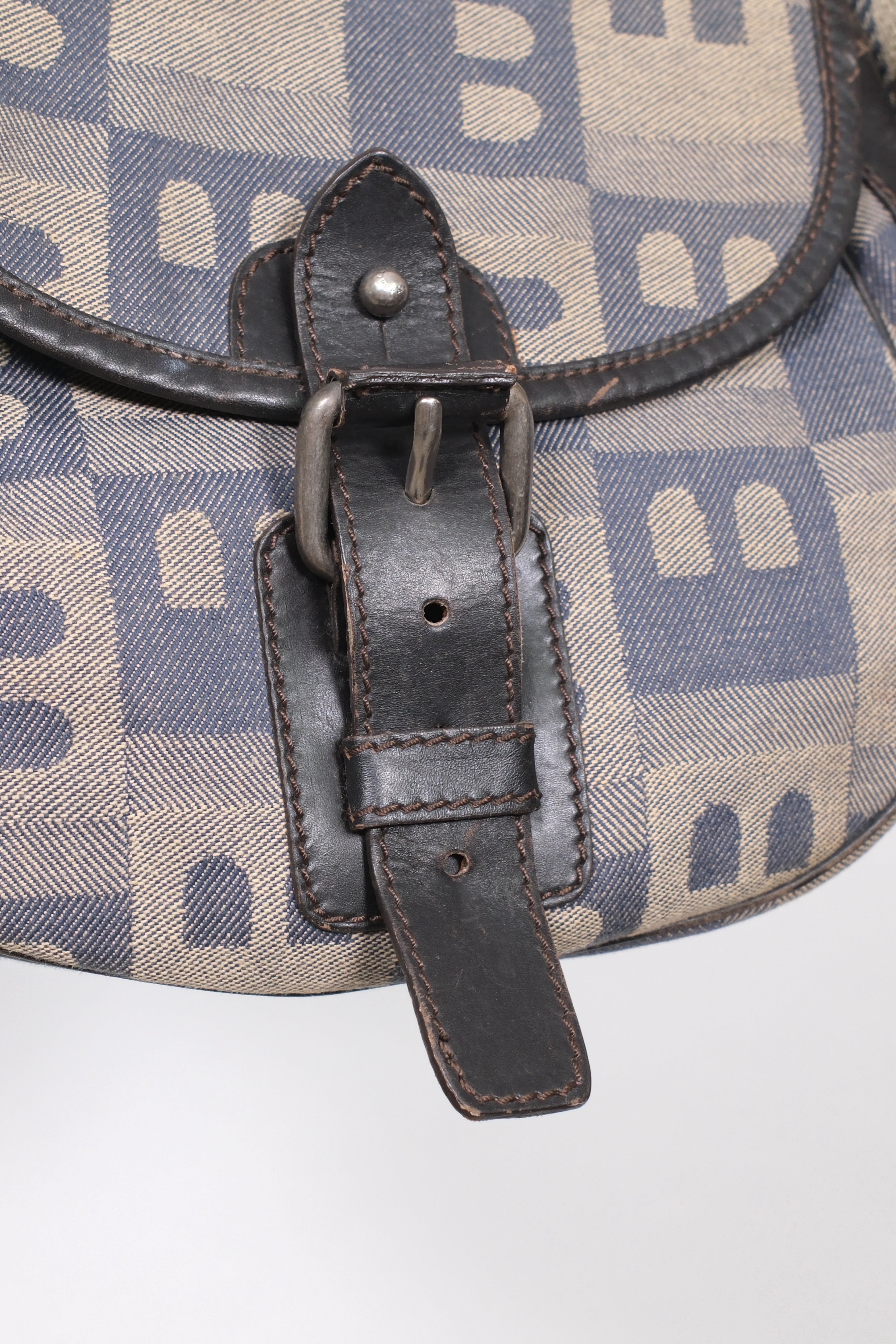 Bally Canvas Denim Leather Shoulder Bag