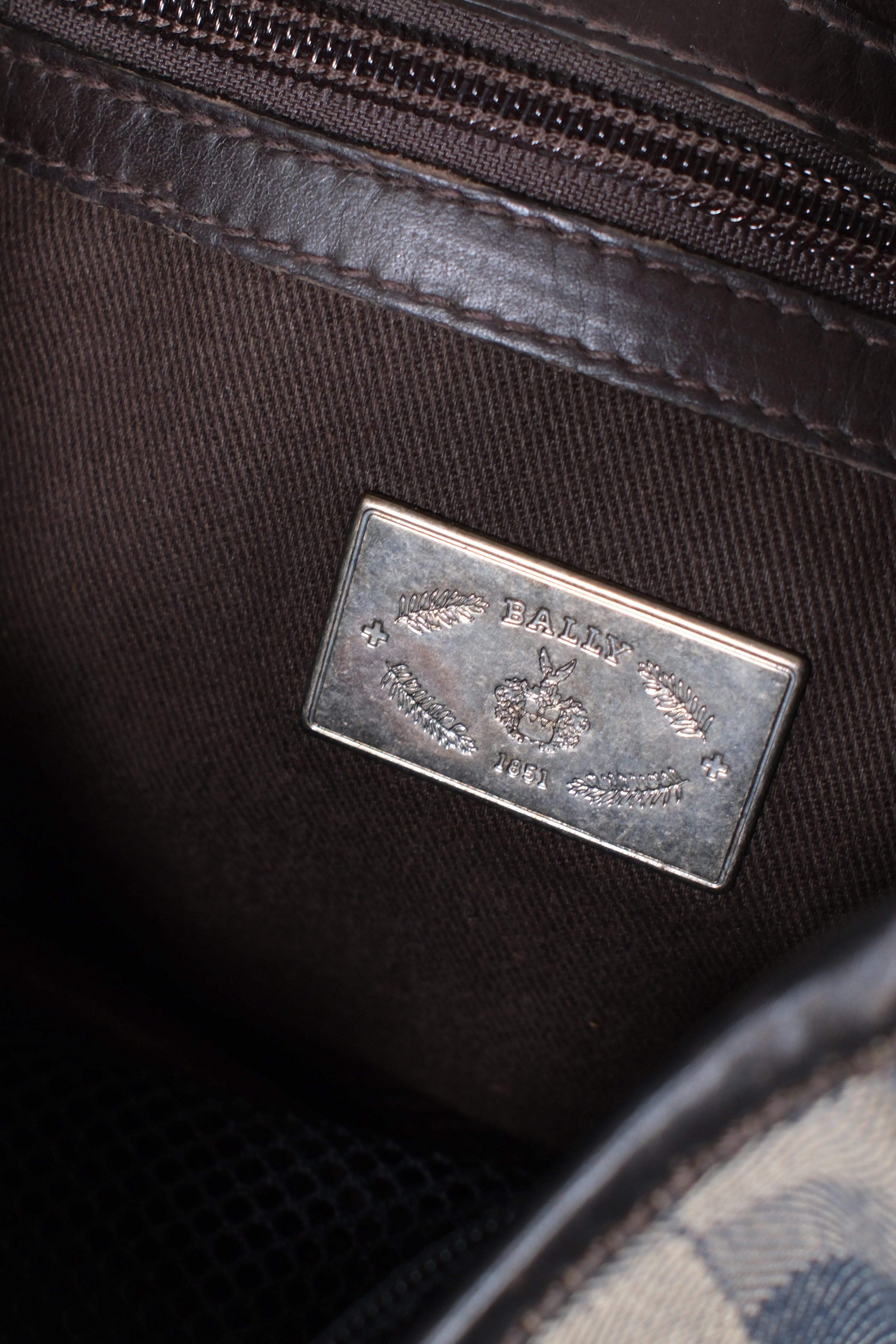 Bally Canvas Denim Leather Shoulder Bag