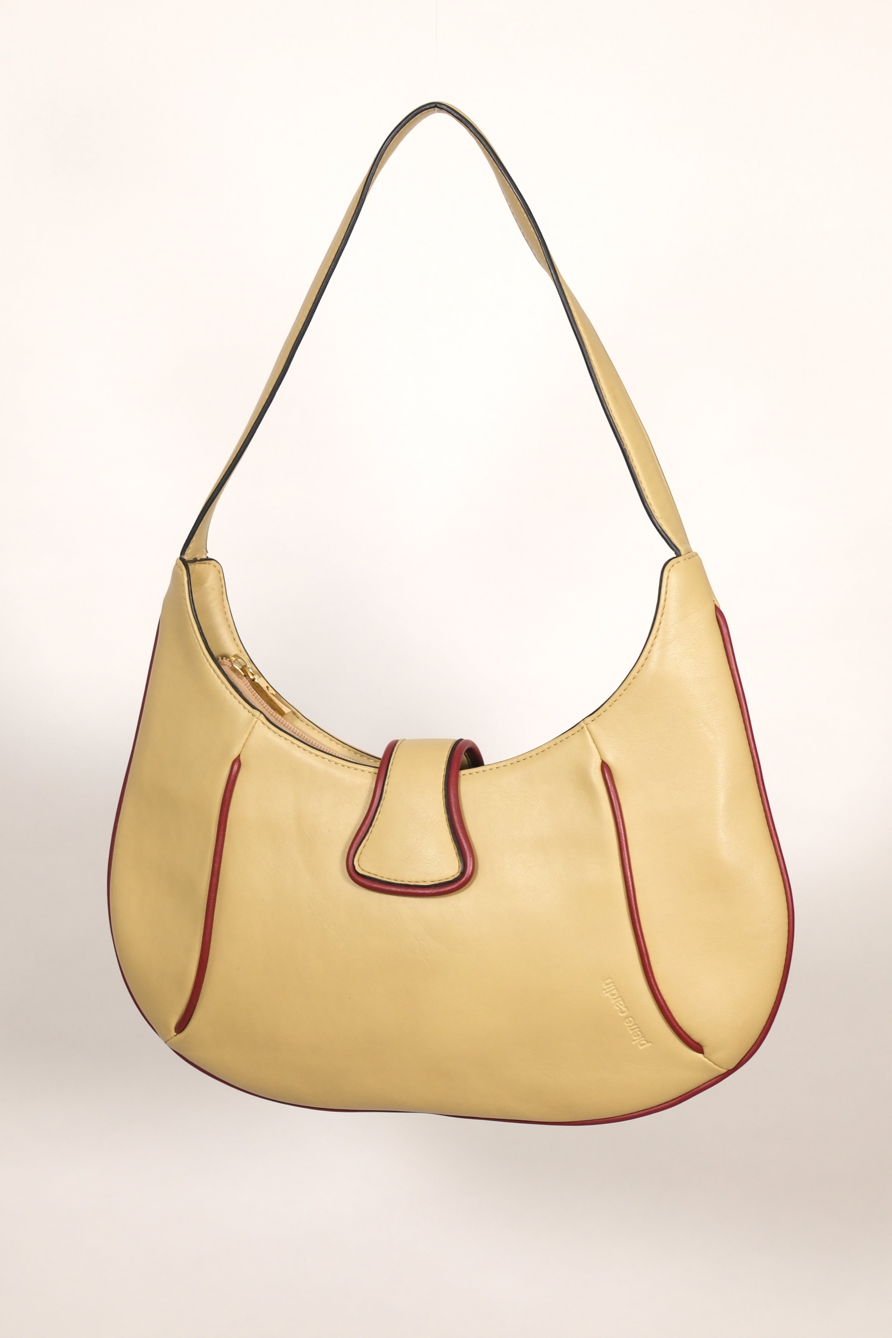 Pierre Cardin Blond Leather Shoulder Bag with Red Details