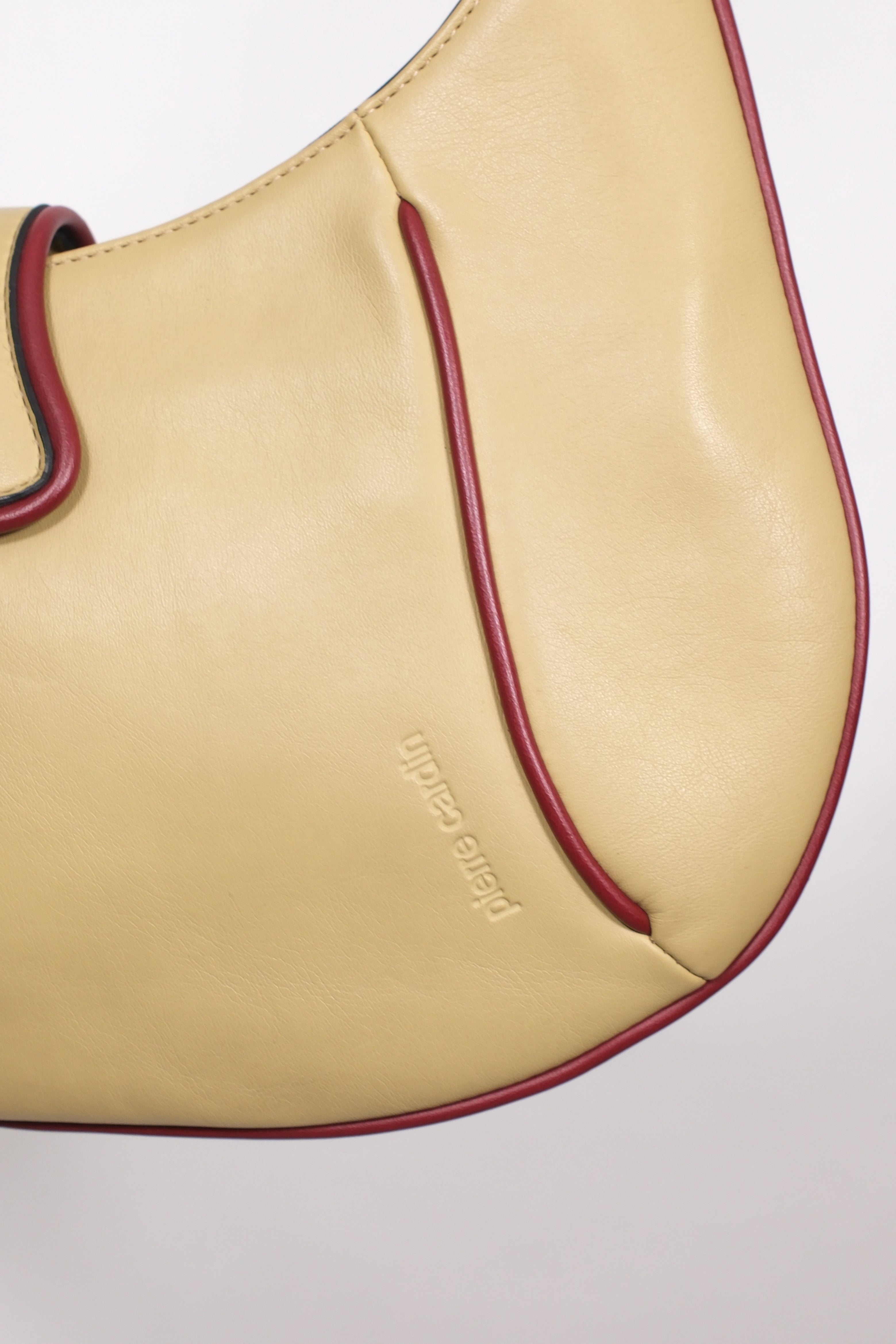 Pierre Cardin Blond Leather Shoulder Bag with Red Details