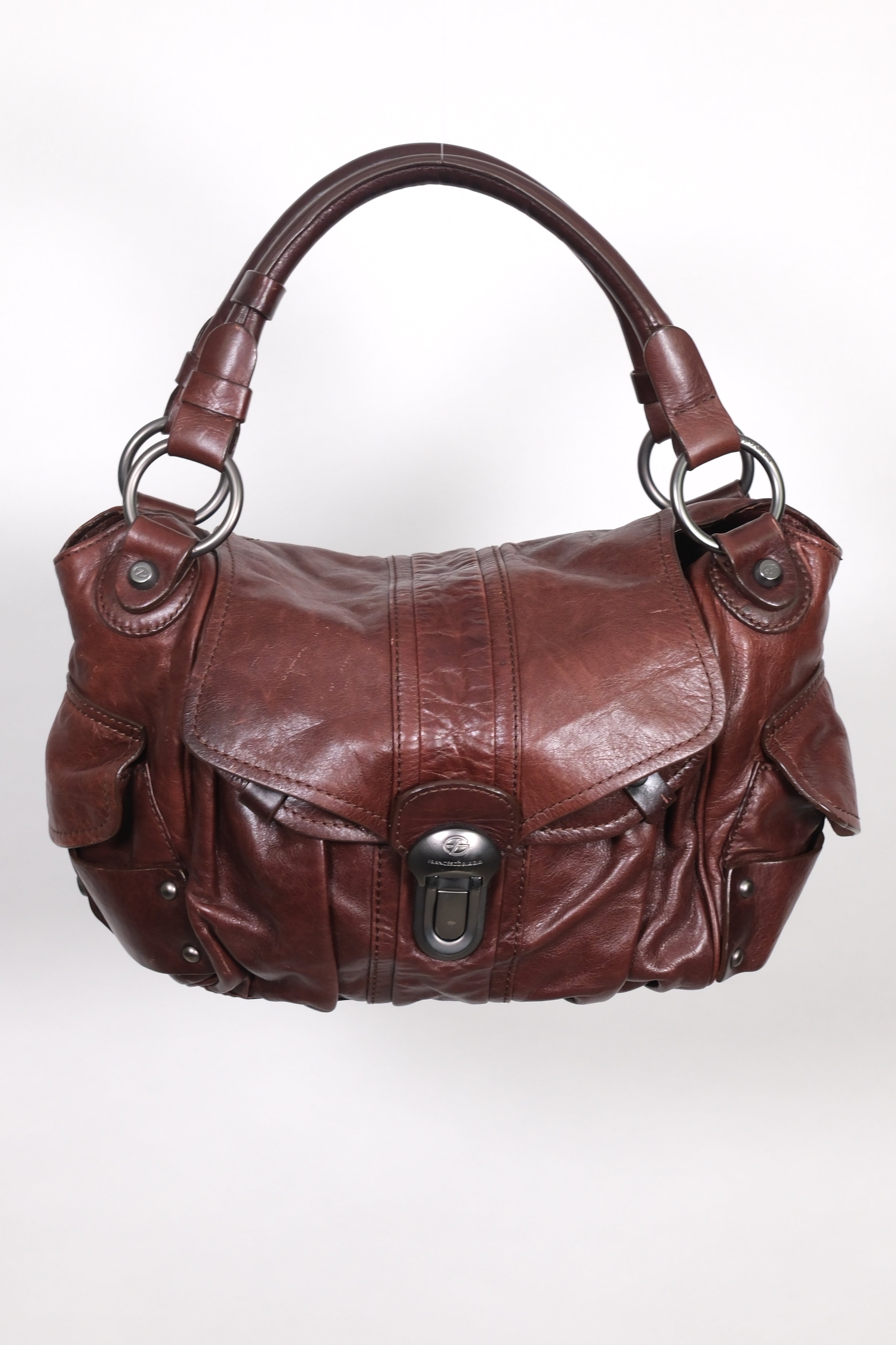 Francesco Biasia Leather Shoulder Bag with Double Straps