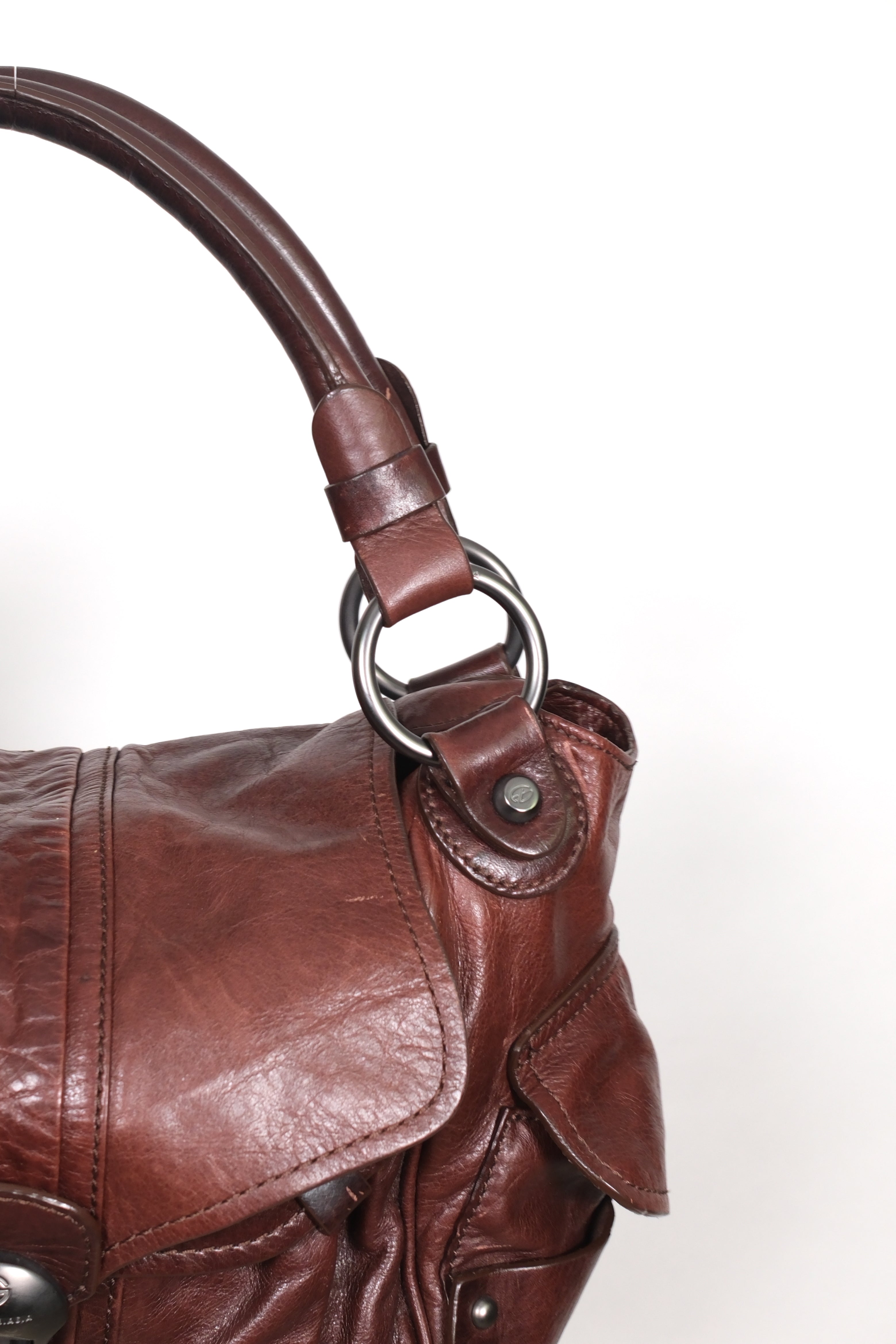 Francesco Biasia Leather Shoulder Bag with Double Straps