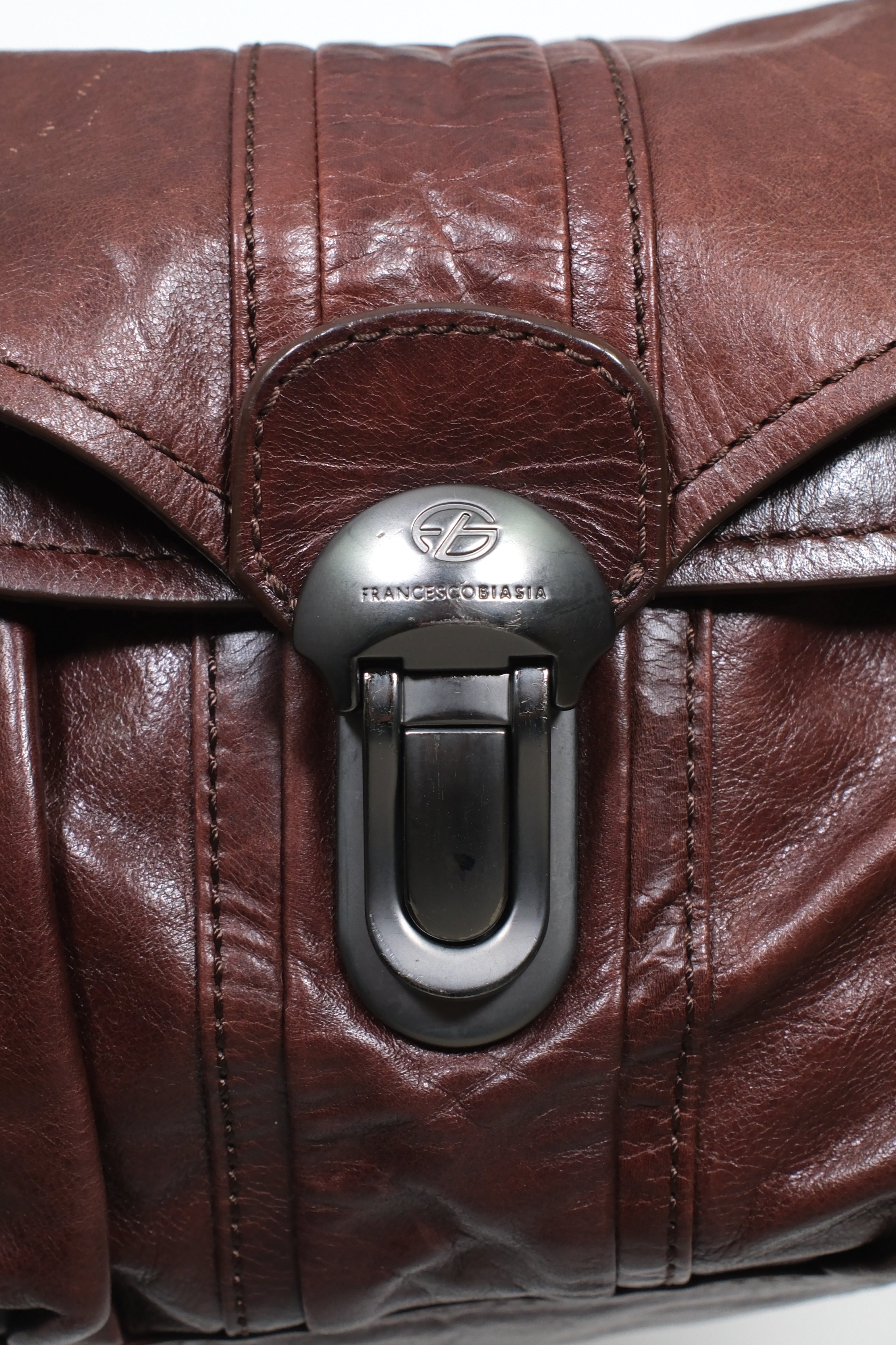 Francesco Biasia Leather Shoulder Bag with Double Straps