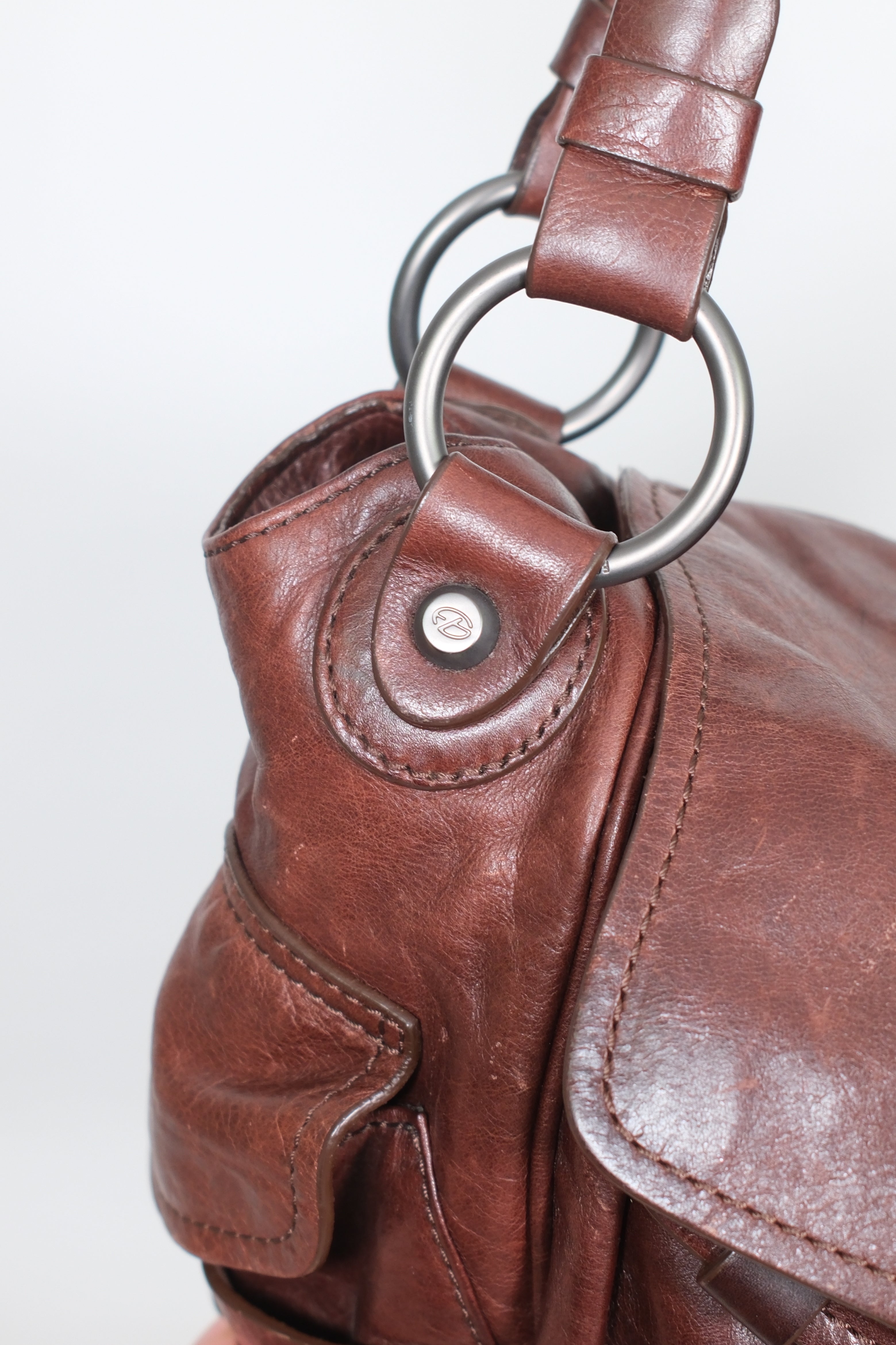 Francesco Biasia Leather Shoulder Bag with Double Straps