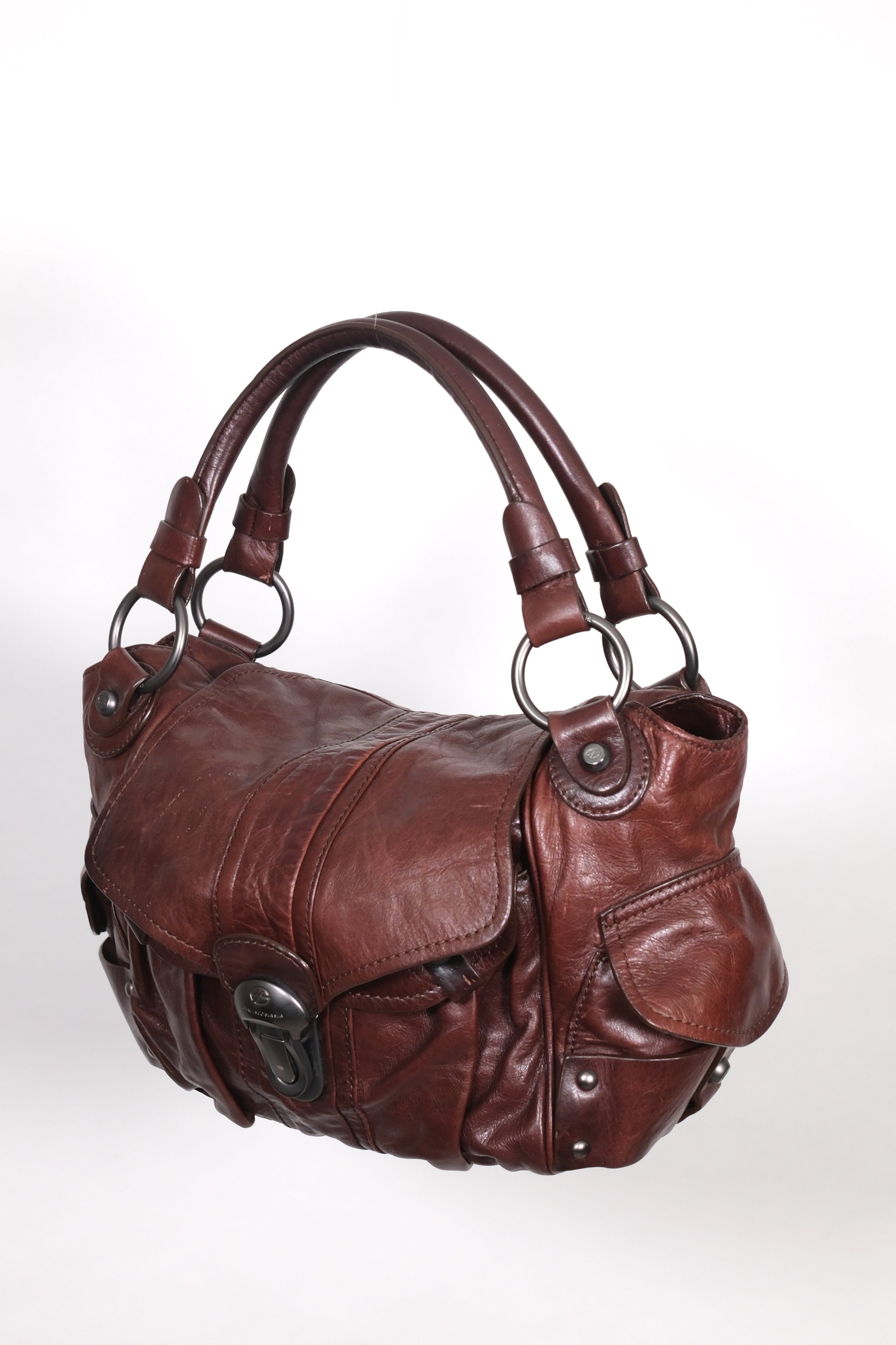 Francesco Biasia Leather Shoulder Bag with Double Straps
