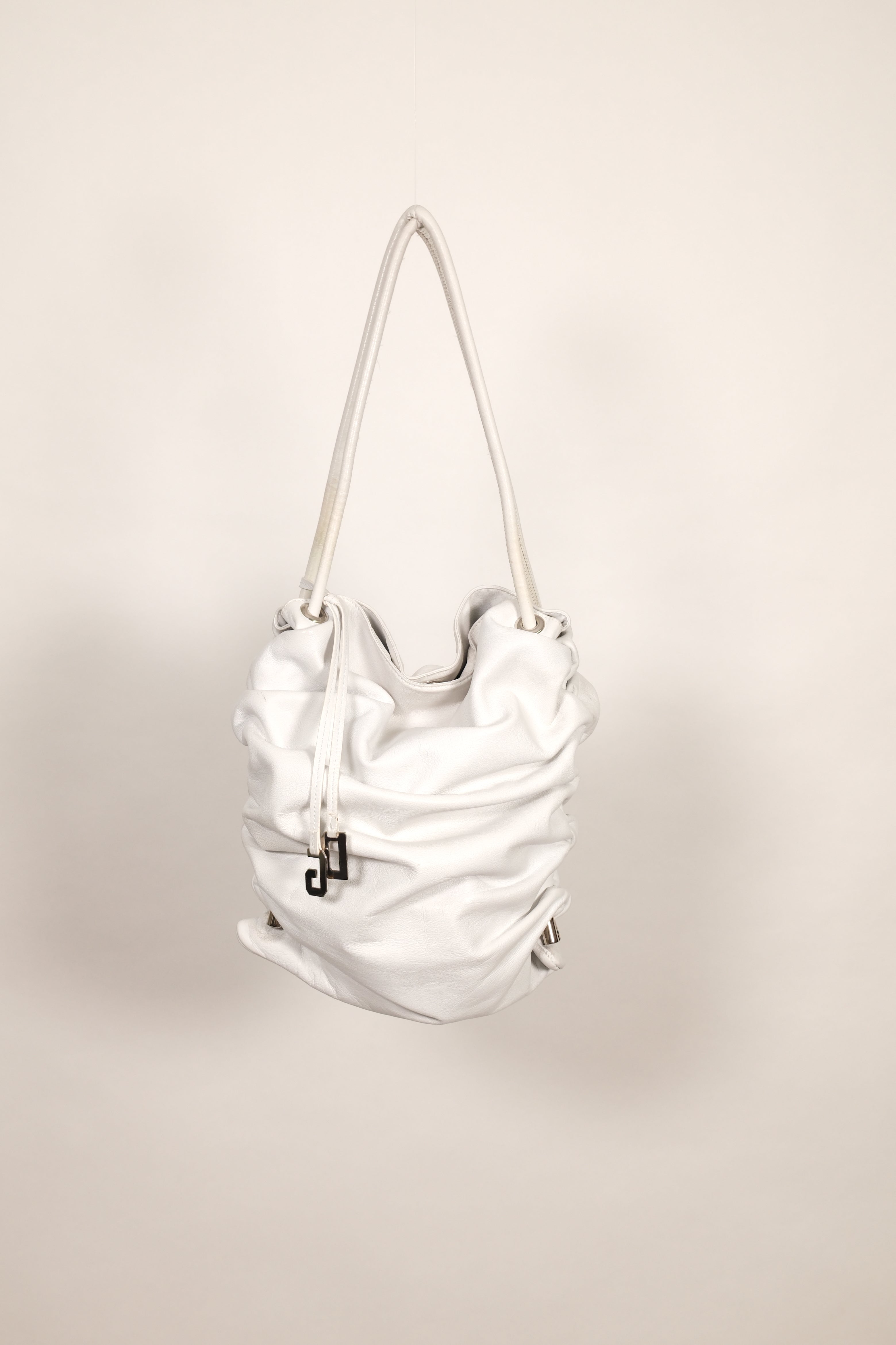 Dolce & Gabbana White Leather Shoulder Bag with Leopard-Print Lining