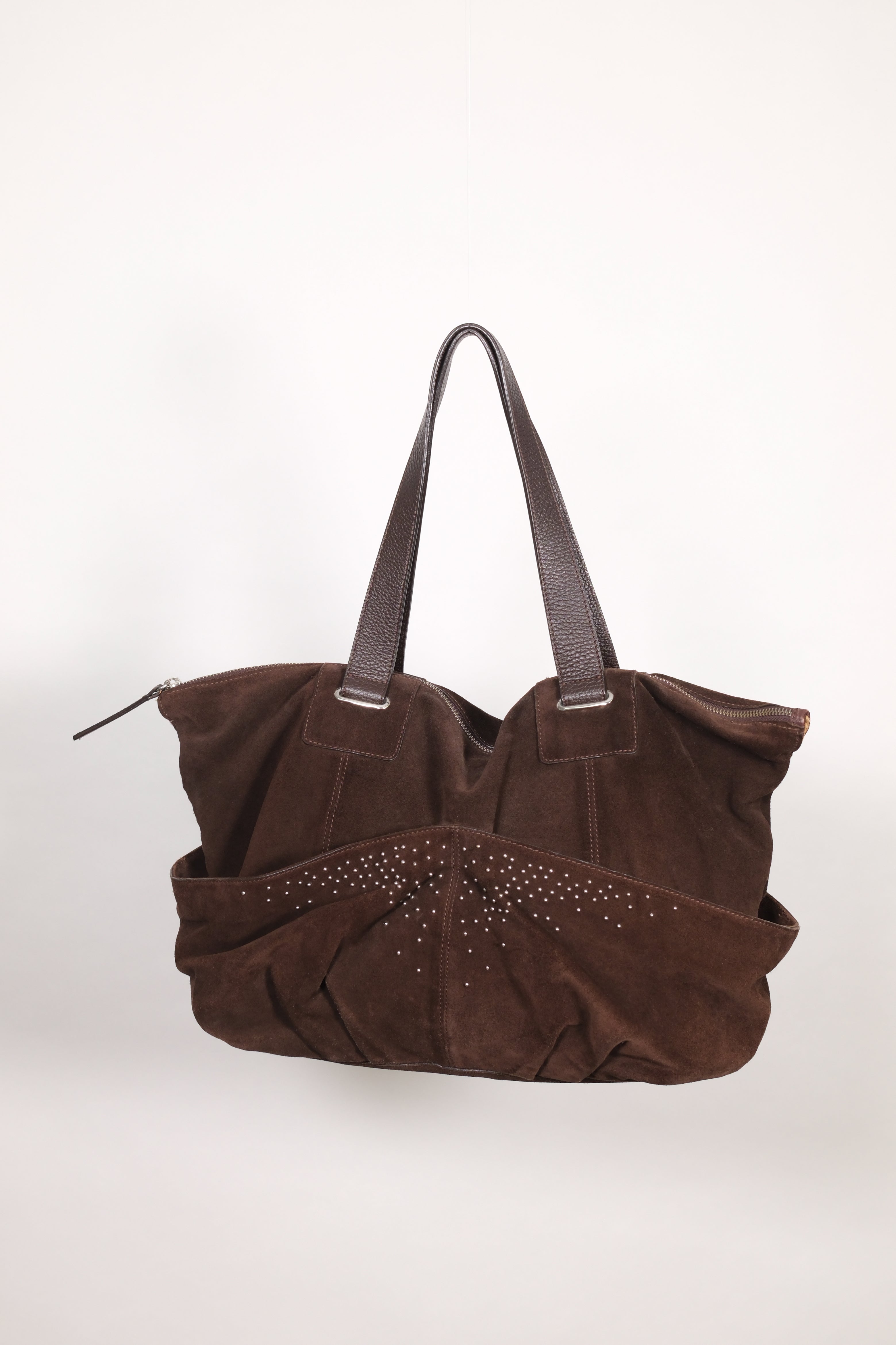 Sportmax Brown Suede Leather Shoulder Bag